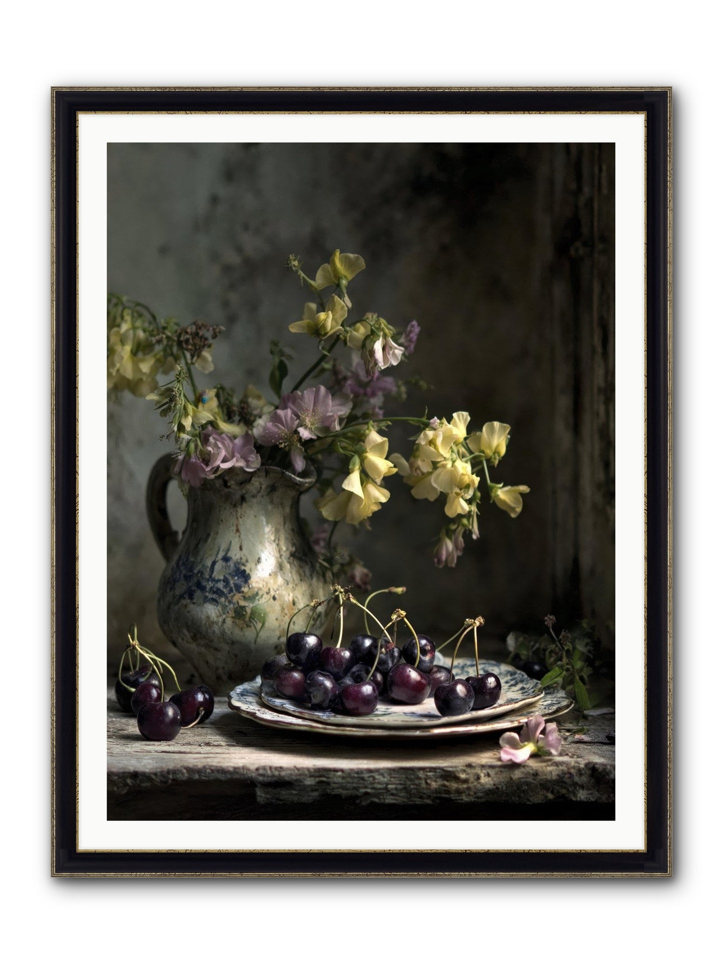 Lately Framed Print - Black & Gold 36x48