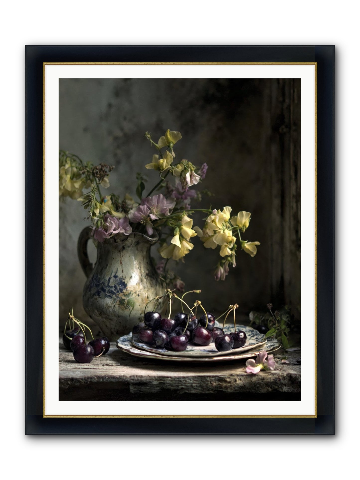 Lately Framed Print - Wide Black w/Gold 36x48