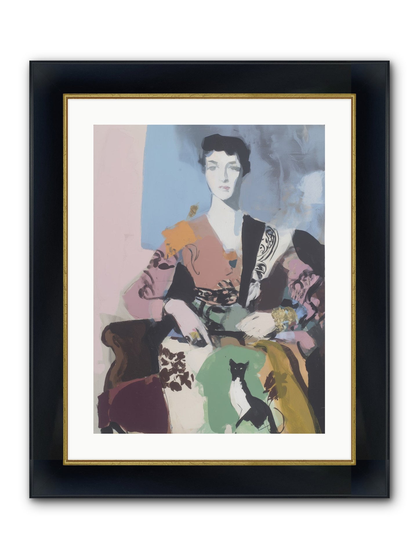 Laurel’s Whisper Framed Print - Wide Black w/Gold 18x24