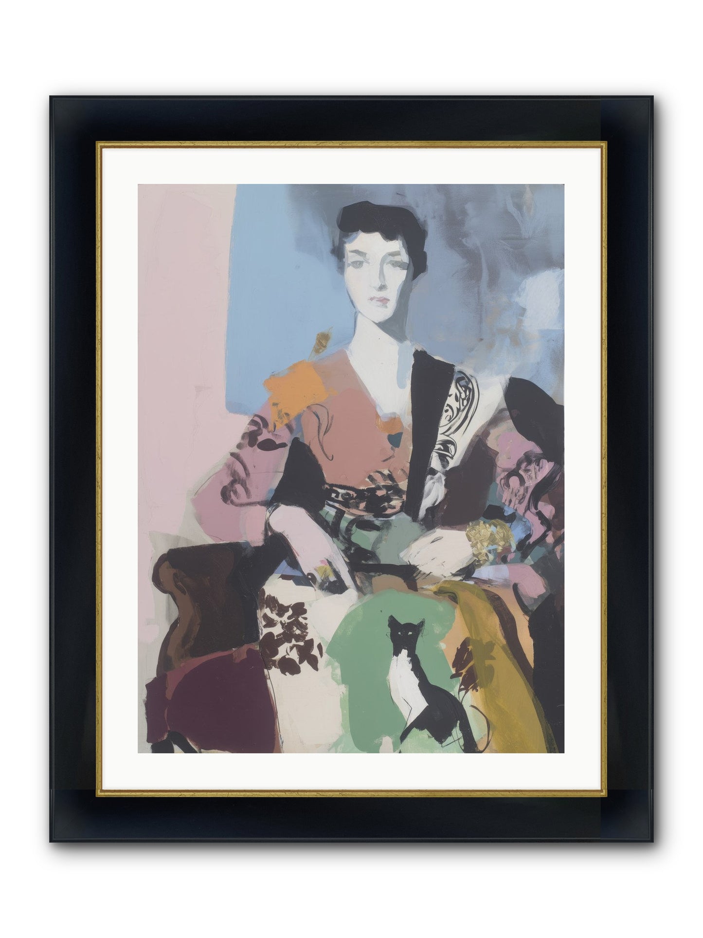 Laurel’s Whisper Framed Print - Wide Black w/Gold 24x32