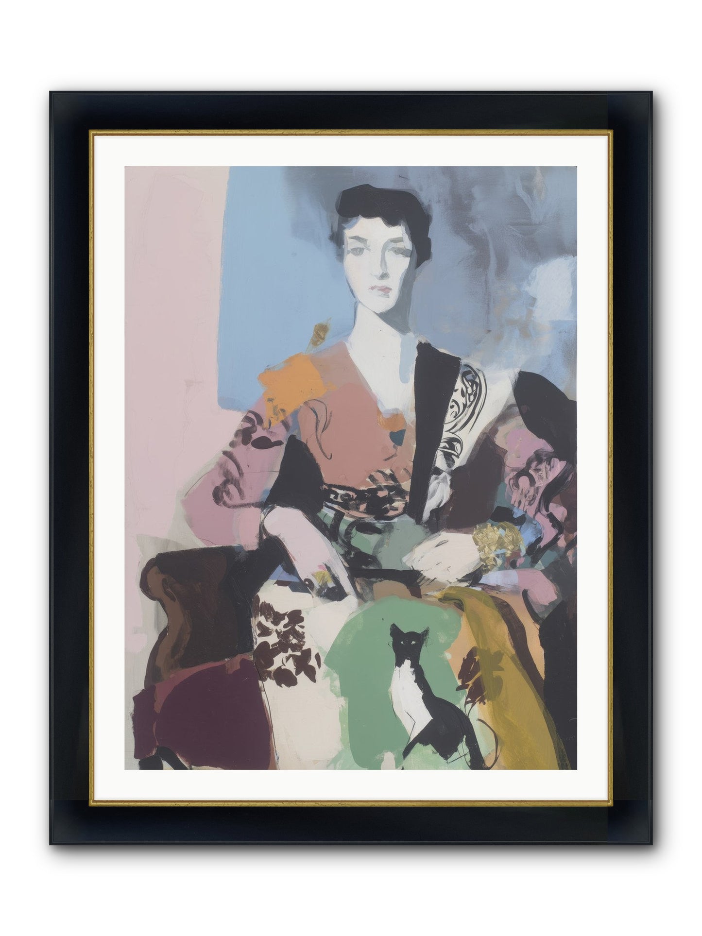 Laurel’s Whisper Framed Print - Wide Black w/Gold 30x40