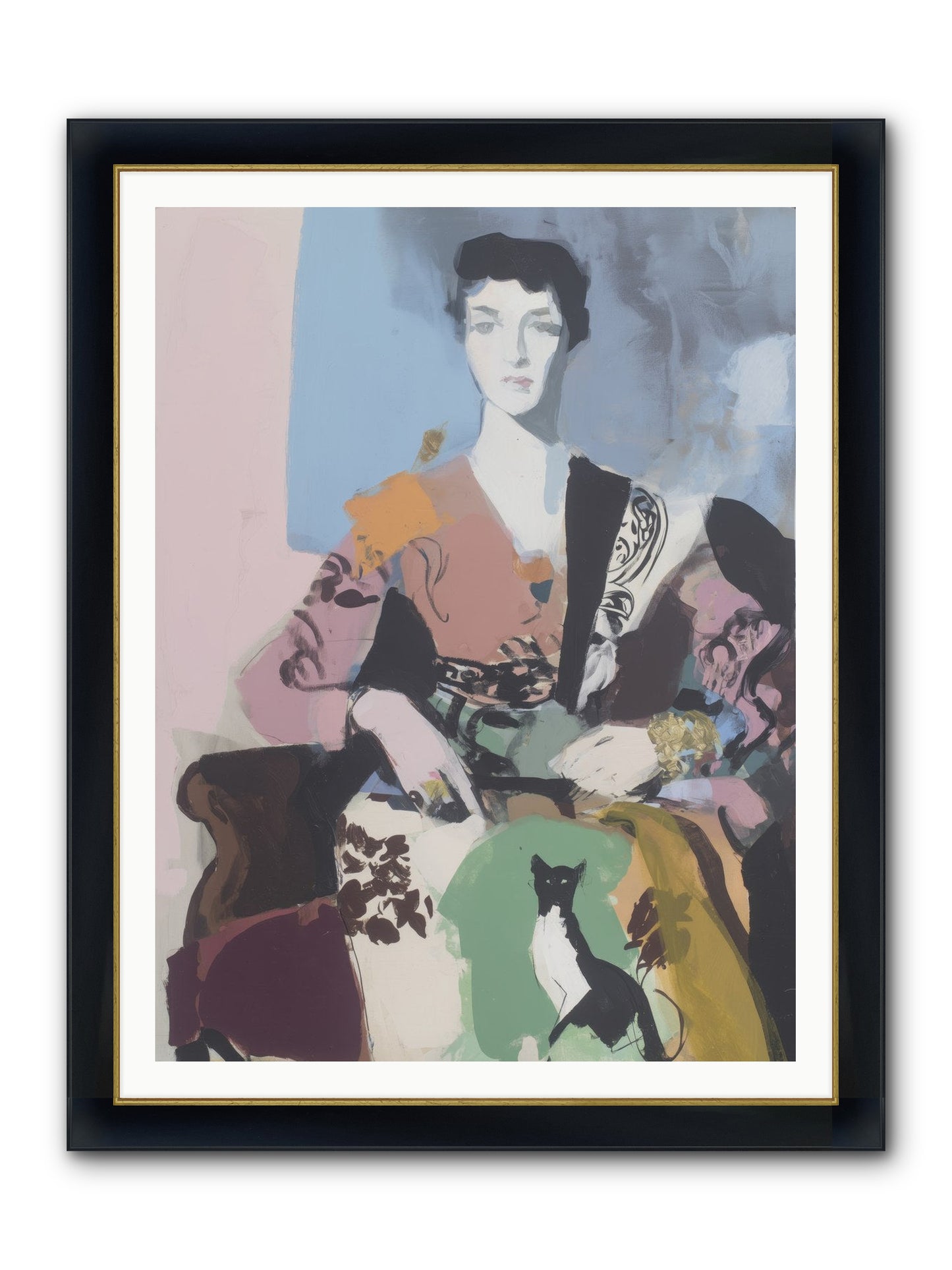 Laurel’s Whisper Framed Print - Wide Black w/Gold 36x48