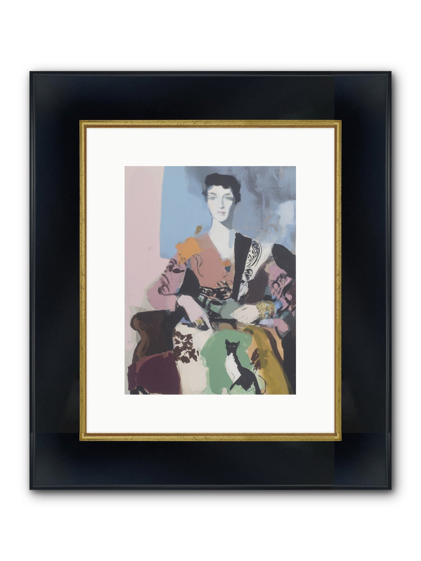 Laurel’s Whisper Framed Print - Wide Black w/Gold 9x12