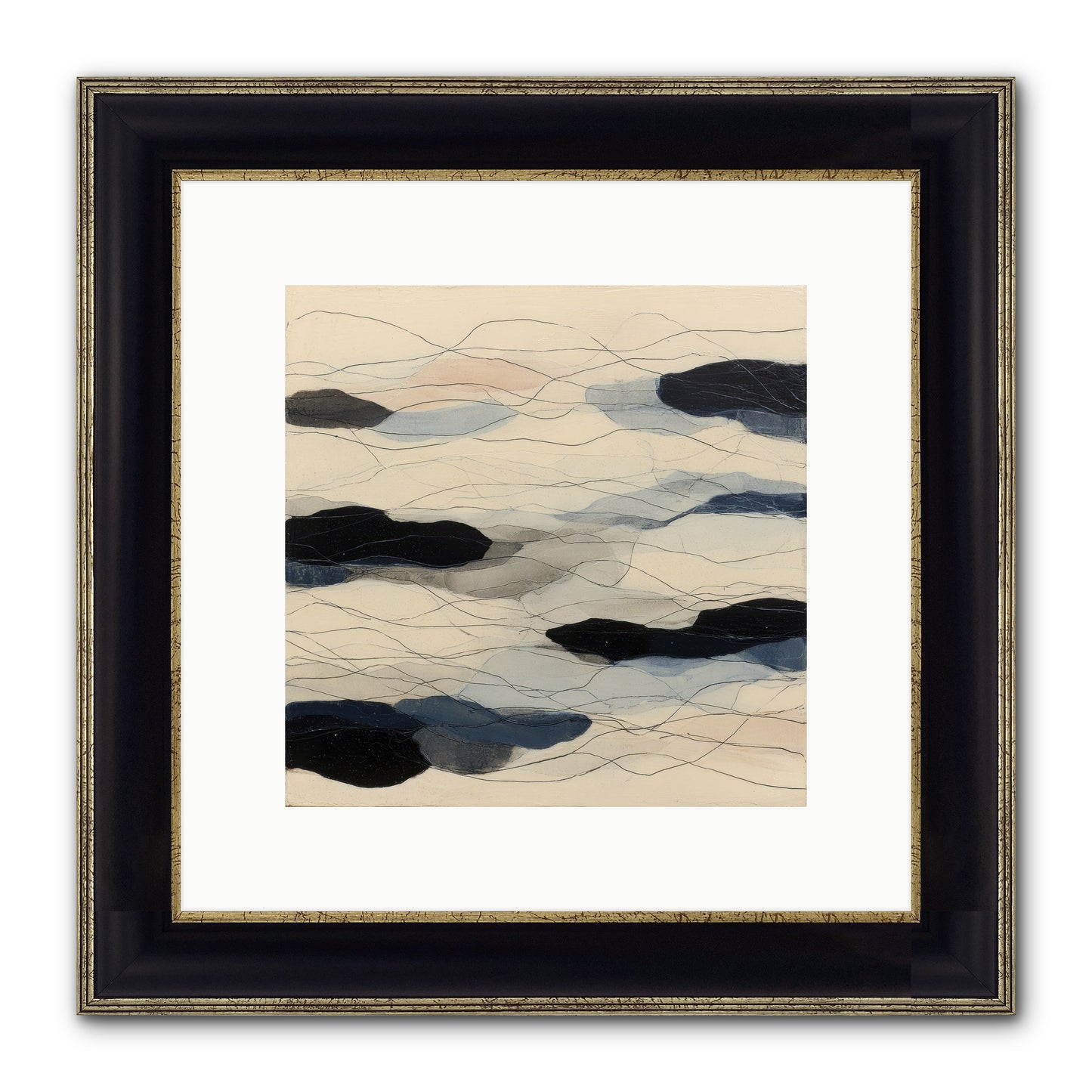 Lava Framed Print - Black & Gold 10x10