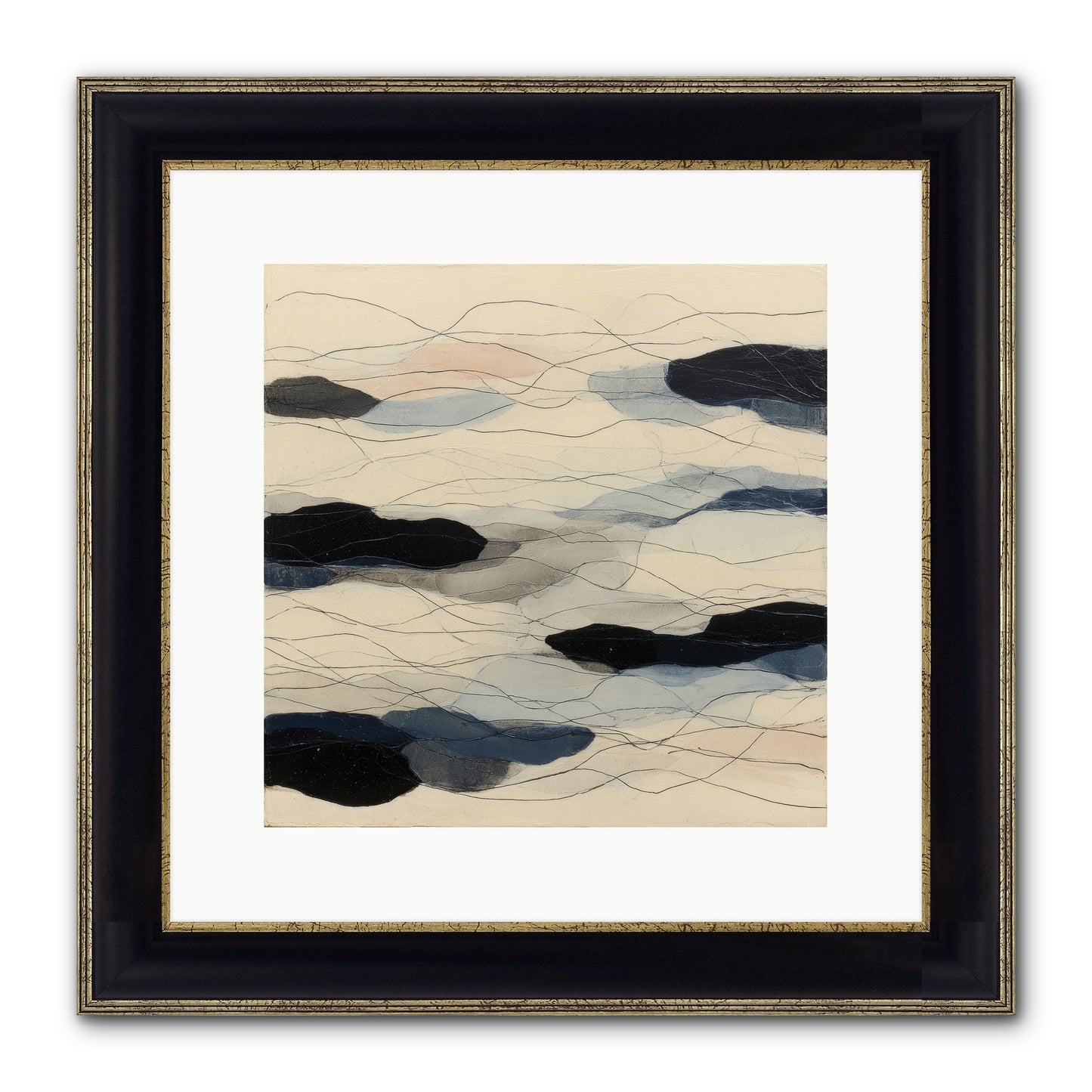 Lava Framed Print - Black & Gold 12x12