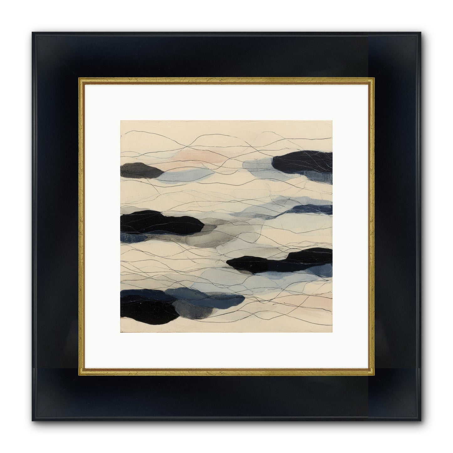 Lava Framed Print - Wide Black w/Gold 12x12