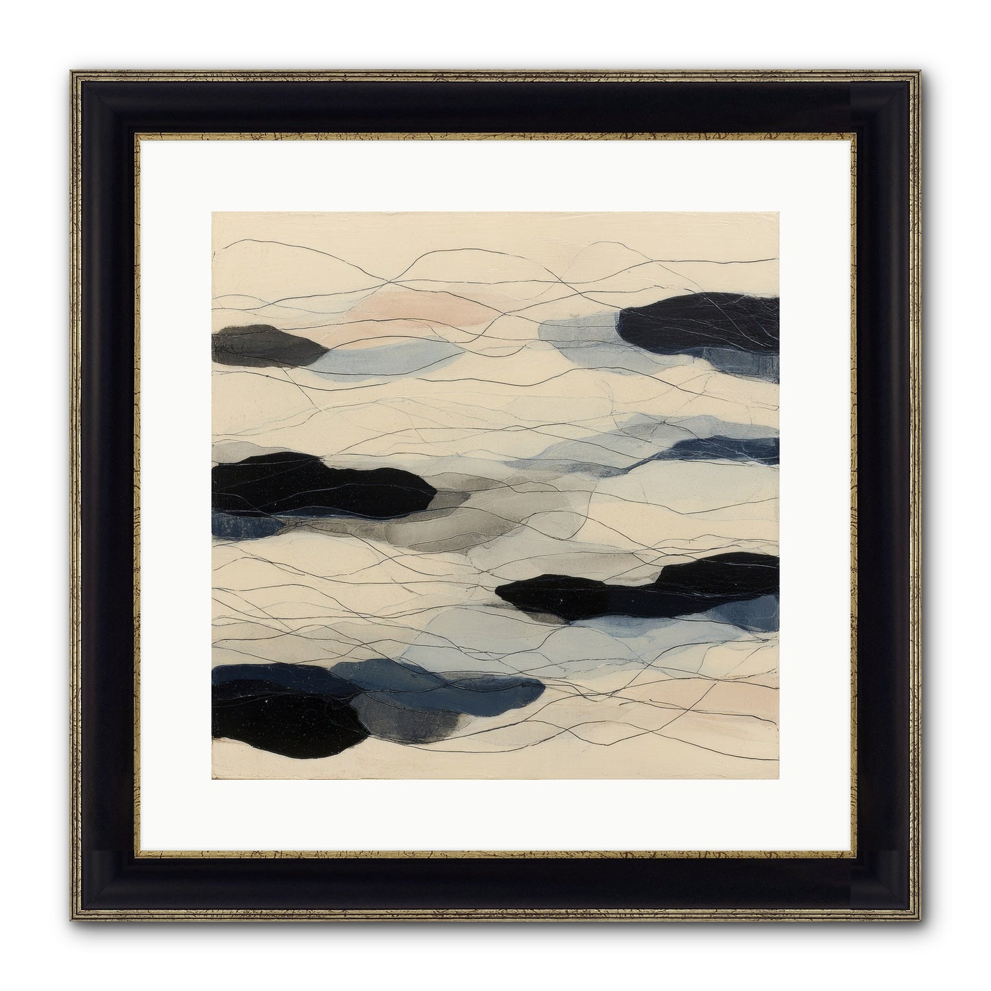 Lava Framed Print - Black & Gold 16x16