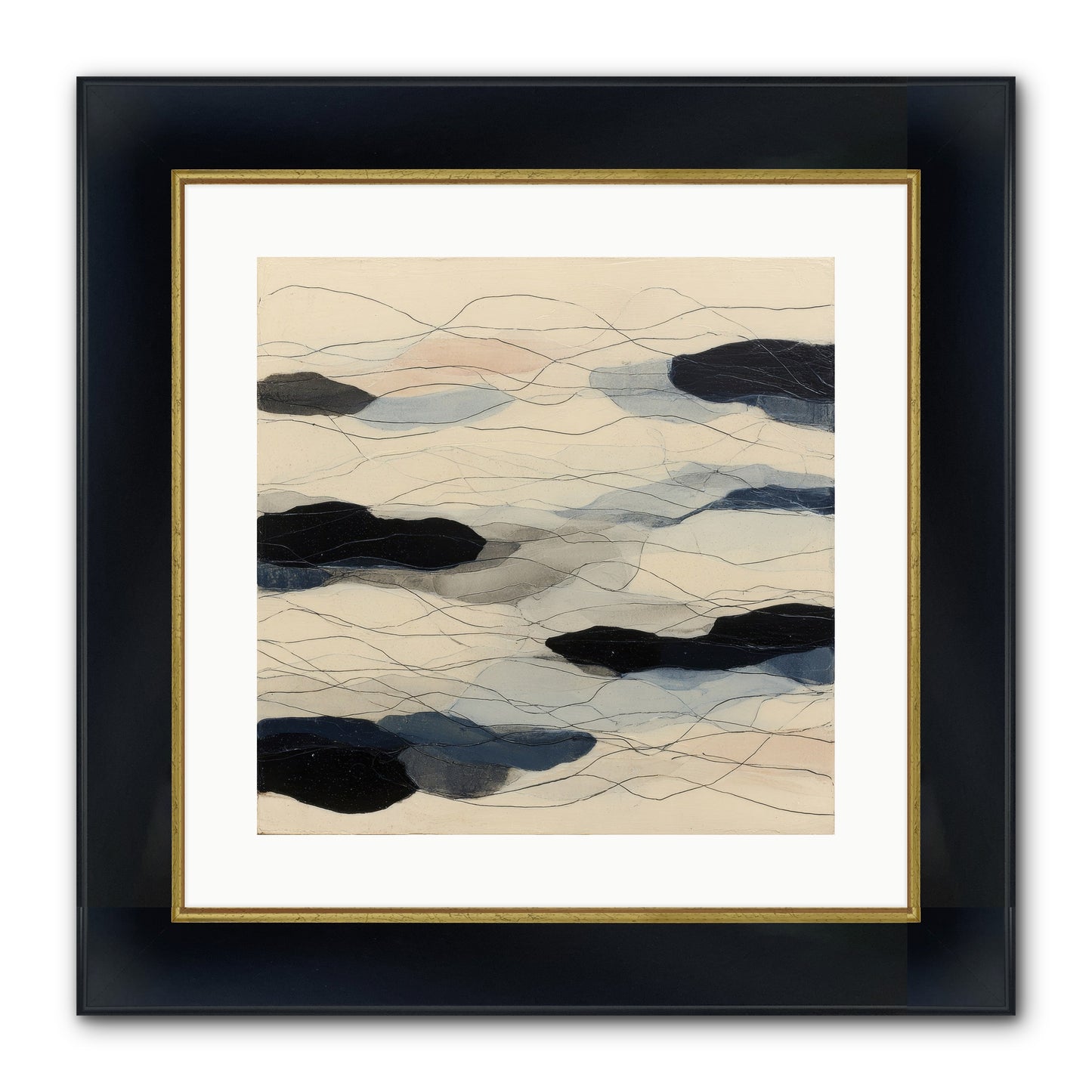 Lava Framed Print - Wide Black w/Gold 16x16