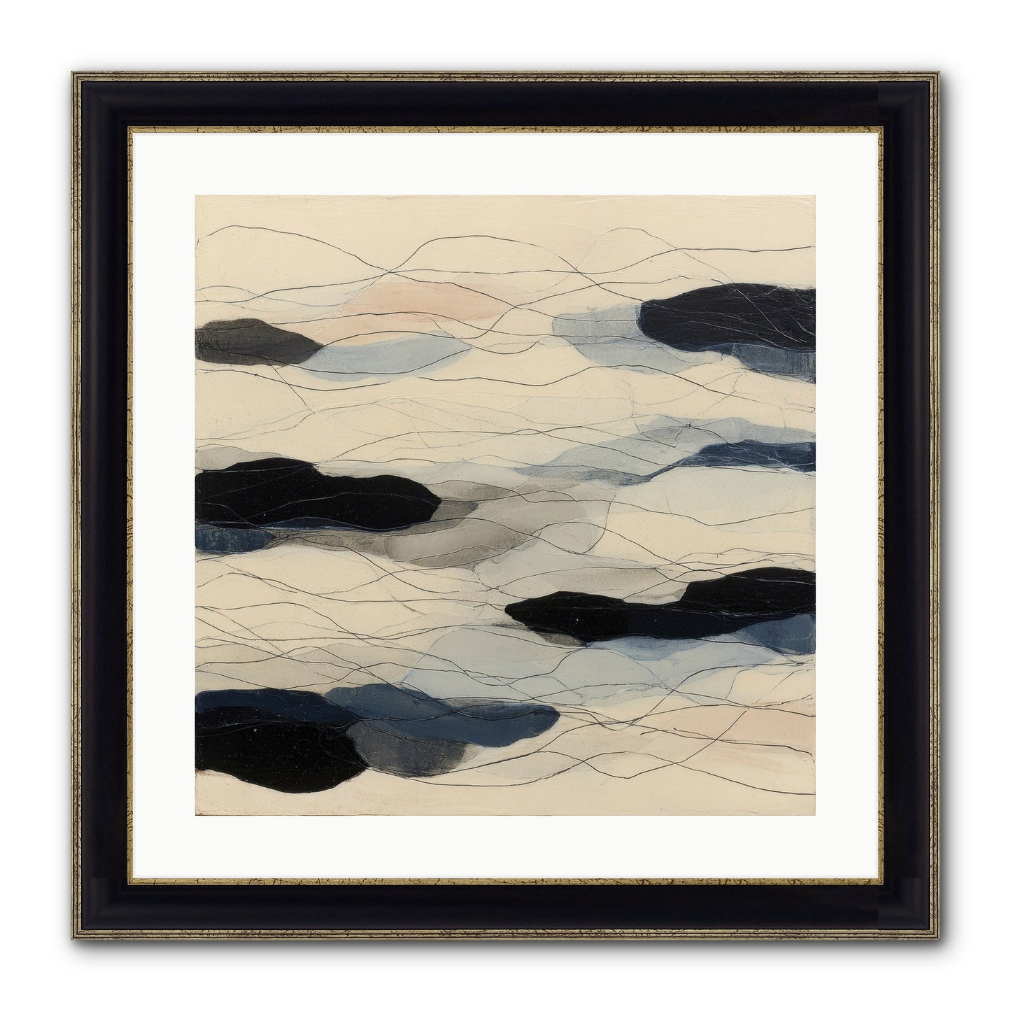 Lava Framed Print - Black & Gold 20x20