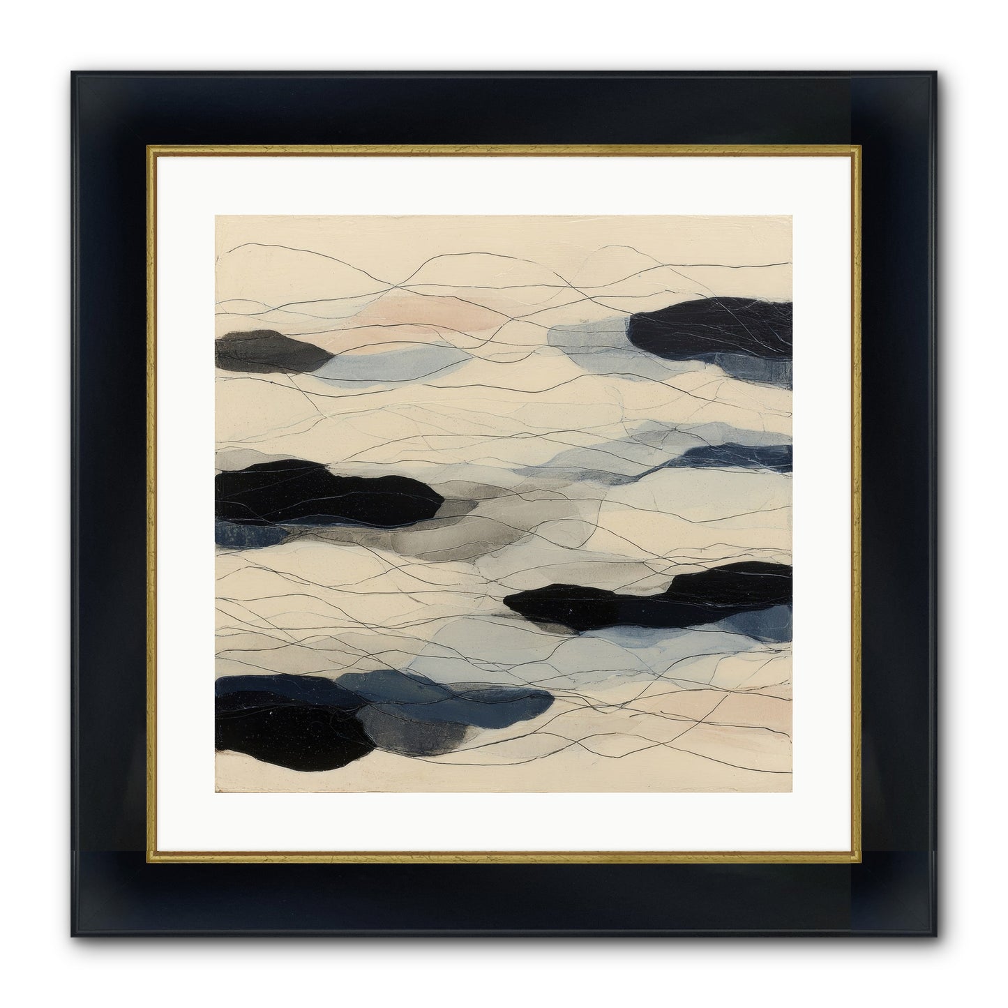 Lava Framed Print - Wide Black w/Gold 20x20