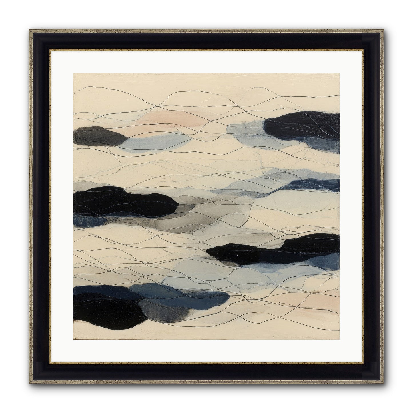 Lava Framed Print - Black & Gold 24x24