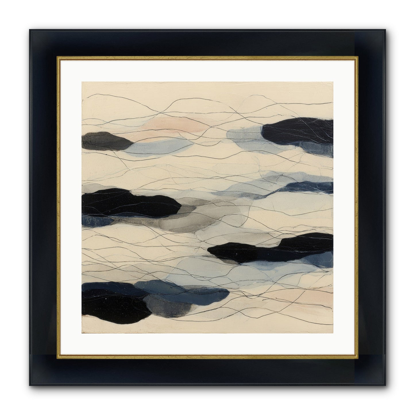 Lava Framed Print - Wide Black w/Gold 24x24