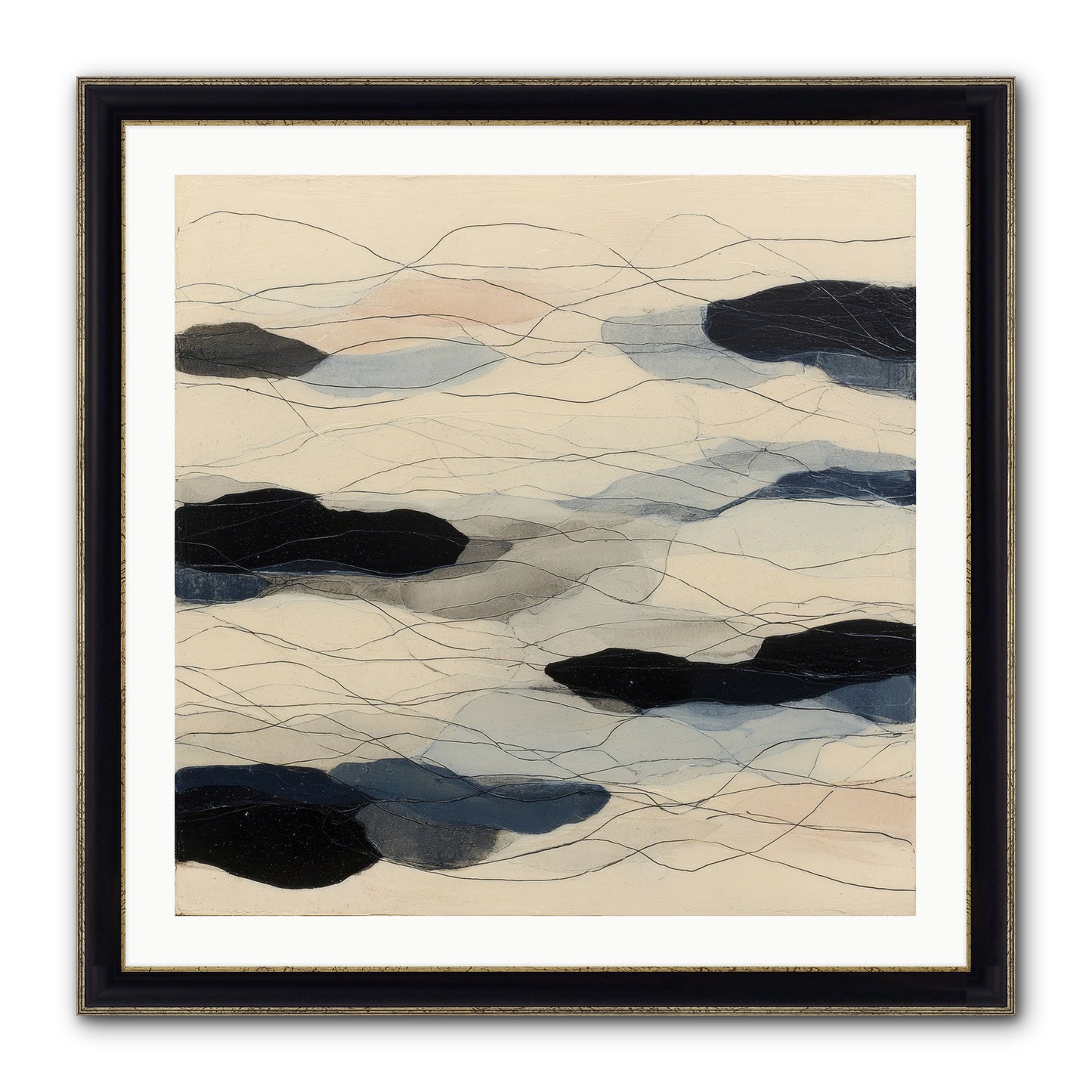 Lava Framed Print - Black & Gold 30x30