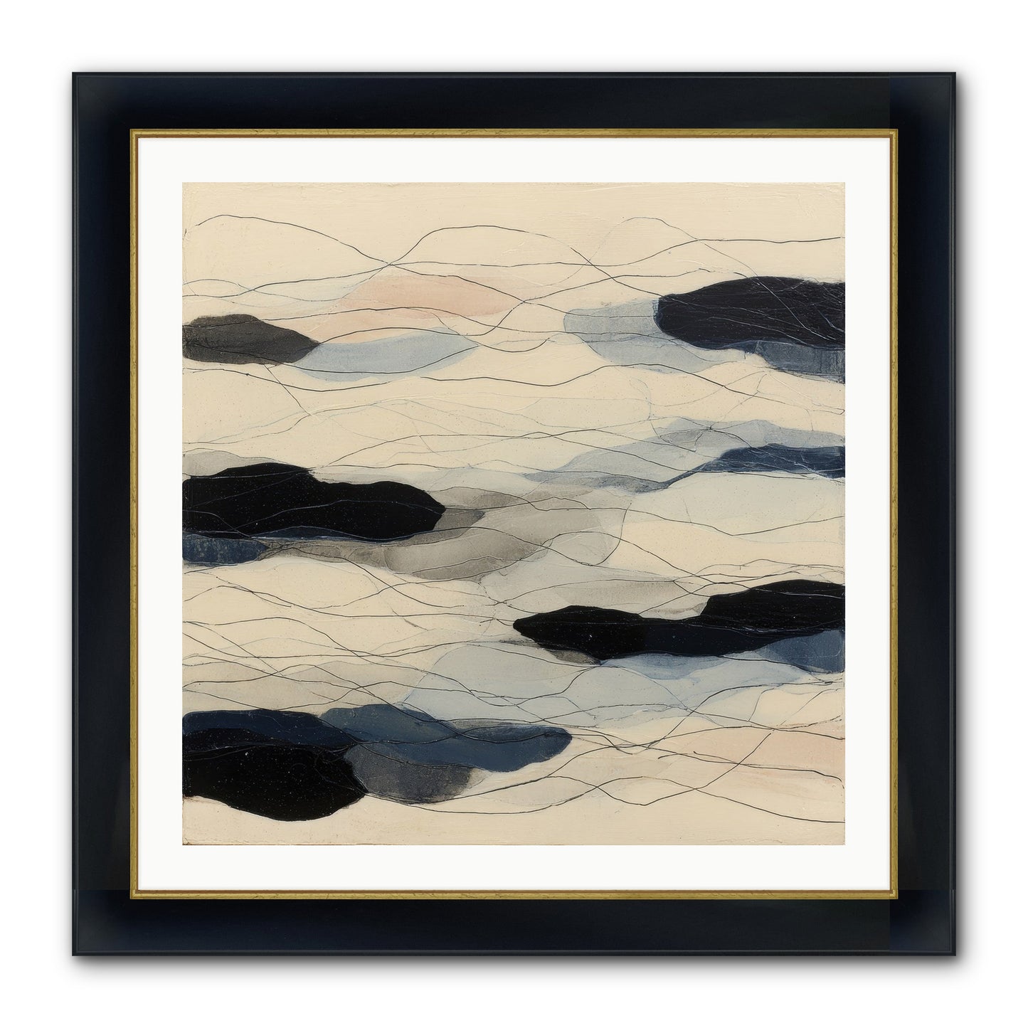 Lava Framed Print - Wide Black w/Gold 30x30