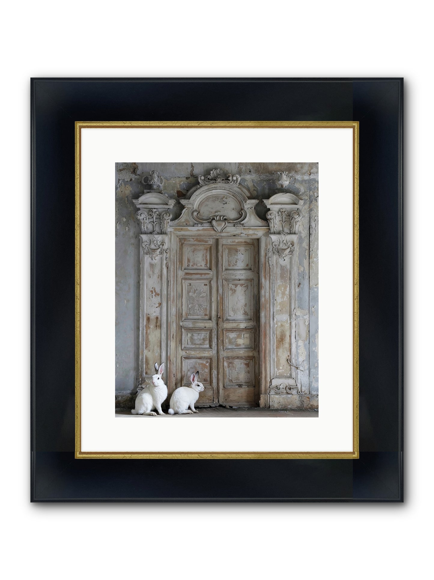 Lavender Dreams & Cotton Tails Framed Print - Wide Black w/Gold 12x15