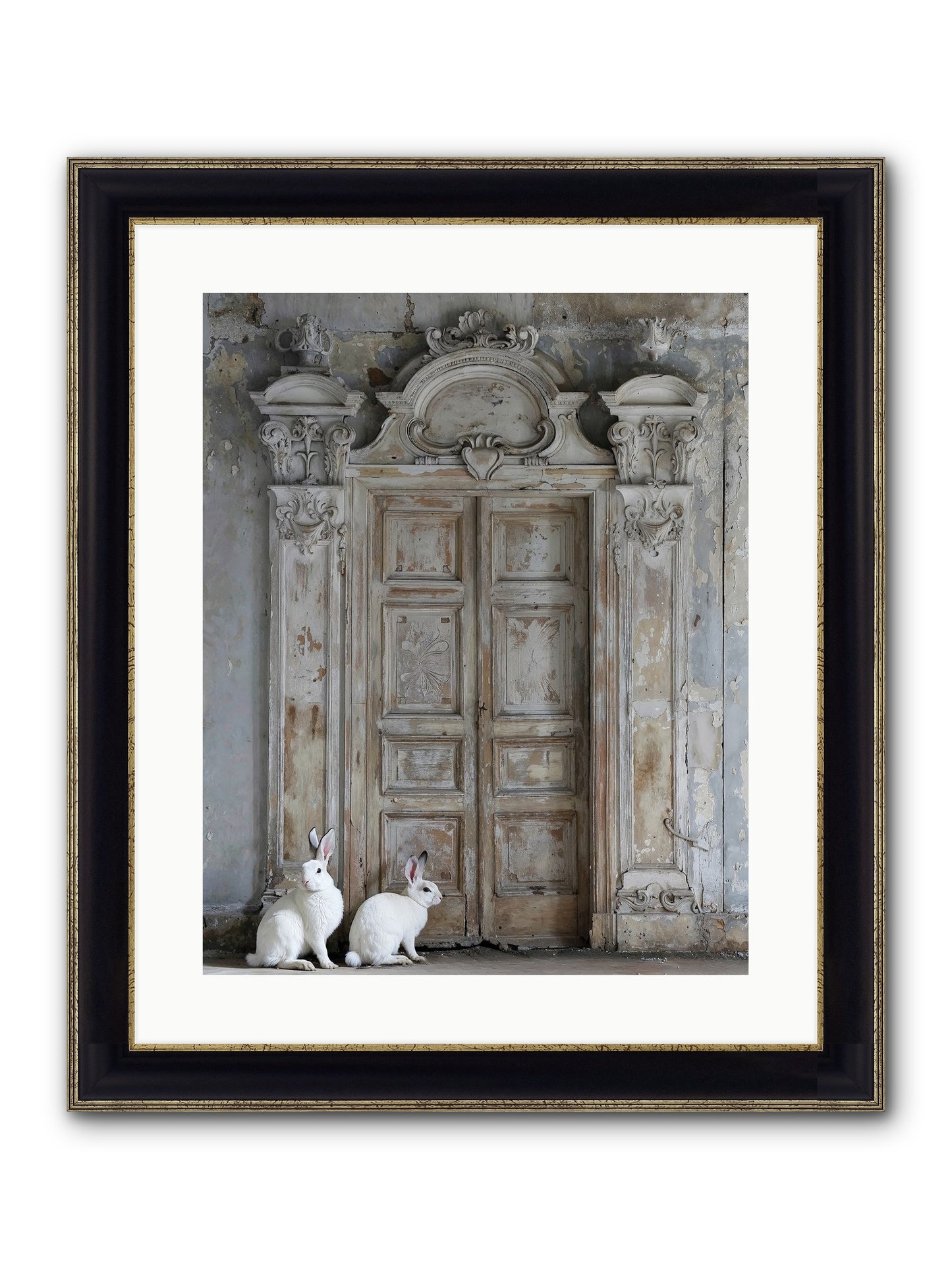 Lavender Dreams & Cotton Tails Framed Print - Black & Gold 16x20