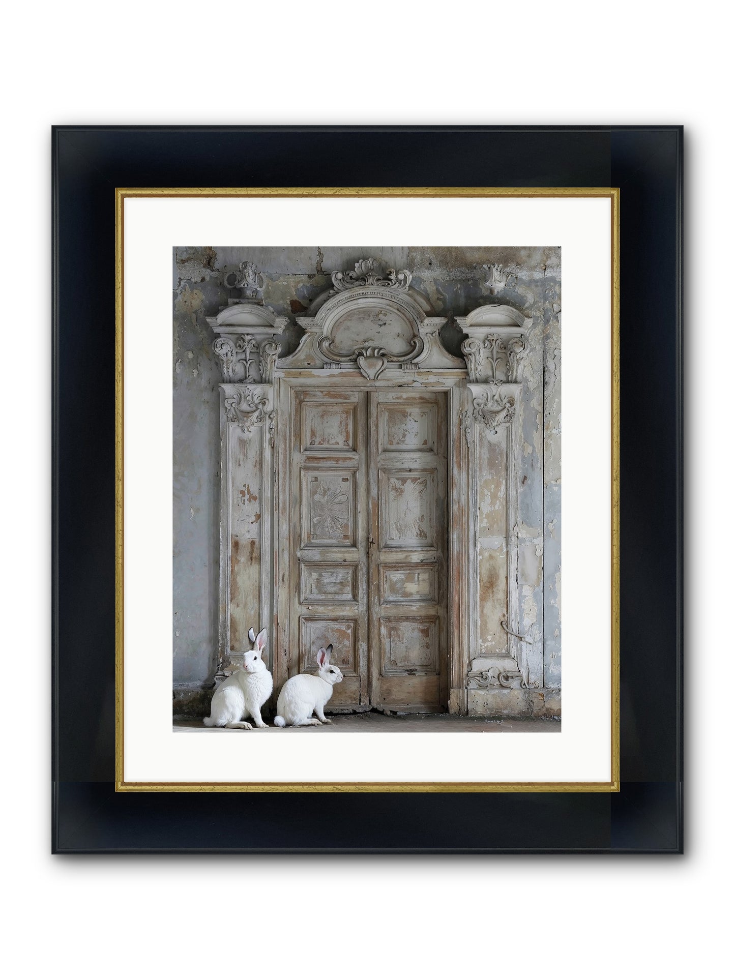 Lavender Dreams & Cotton Tails Framed Print - Wide Black w/Gold 16x20