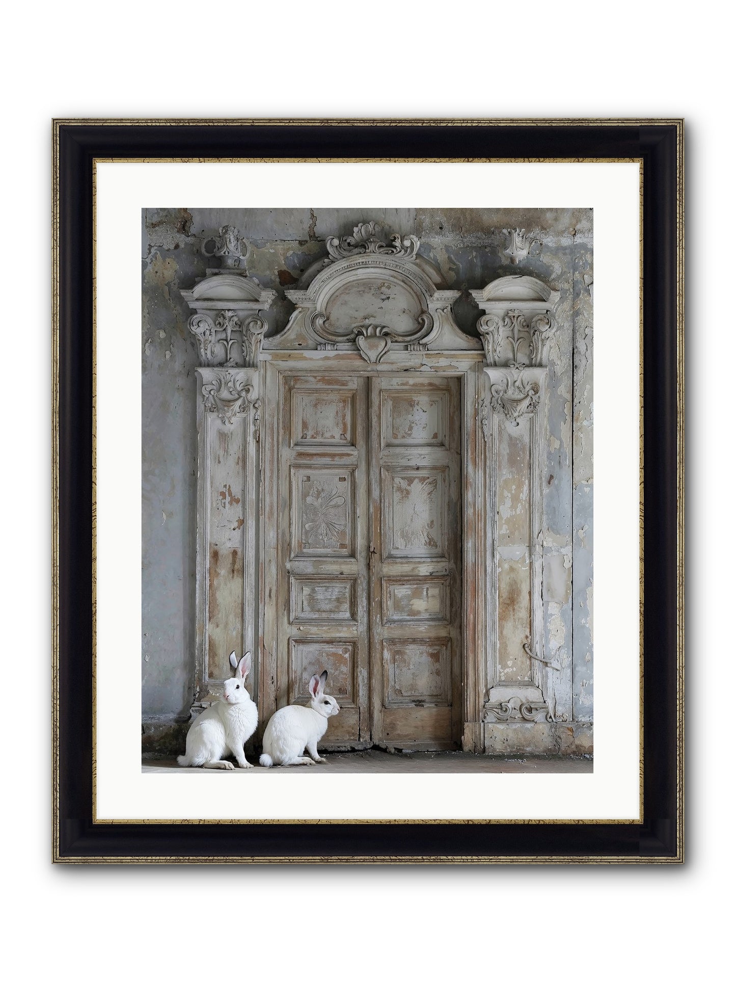 Lavender Dreams & Cotton Tails Framed Print - Black & Gold 20x25