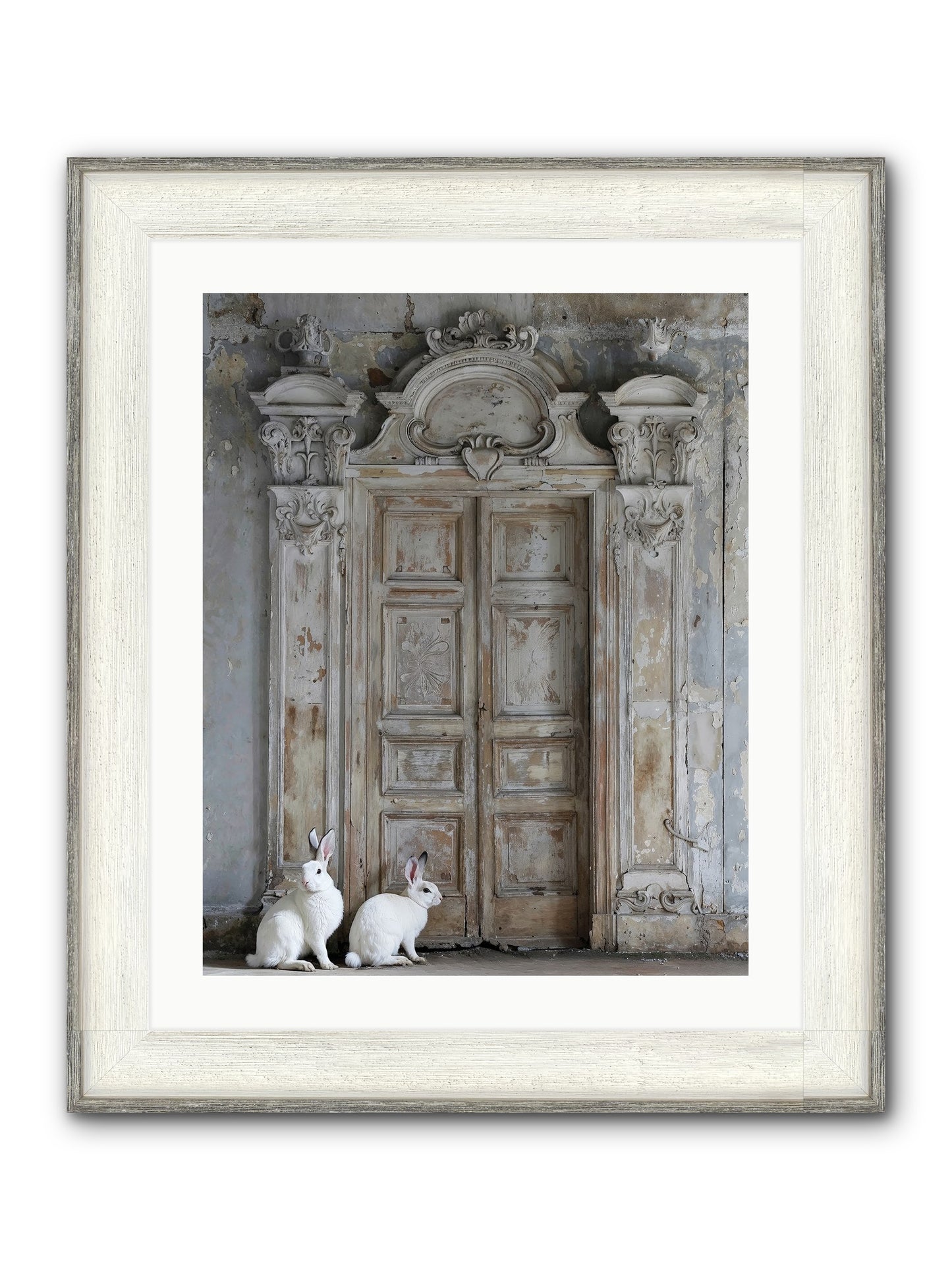 Lavender Dreams & Cotton Tails Framed Print - Driftwood White 20x25