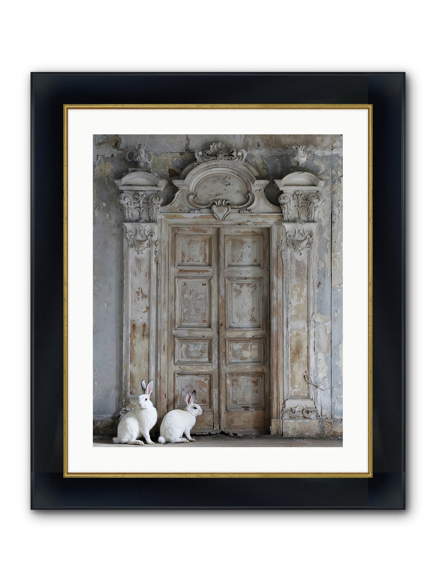Lavender Dreams & Cotton Tails Framed Print - Wide Black w/Gold 20x25