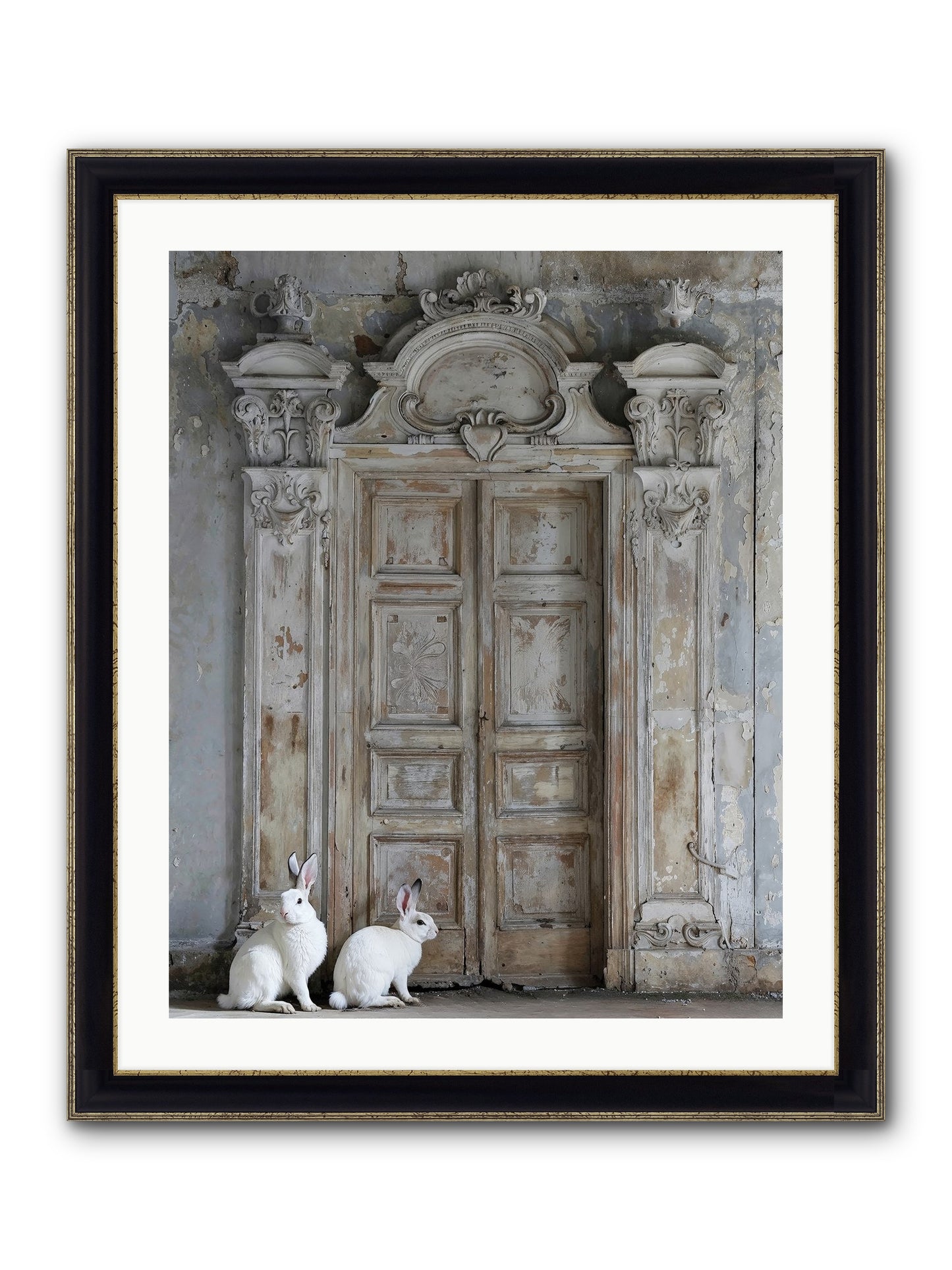 Lavender Dreams & Cotton Tails Framed Print - Black & Gold 24x30
