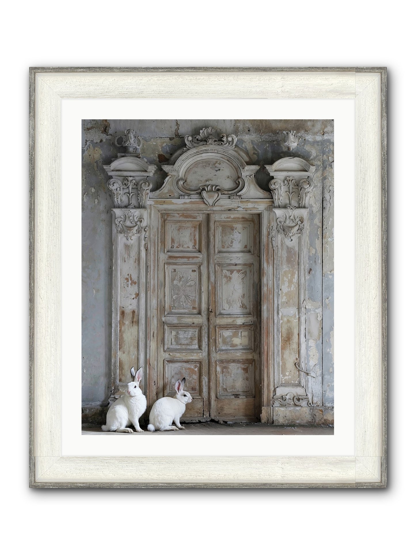 Lavender Dreams & Cotton Tails Framed Print - Driftwood White 24x30