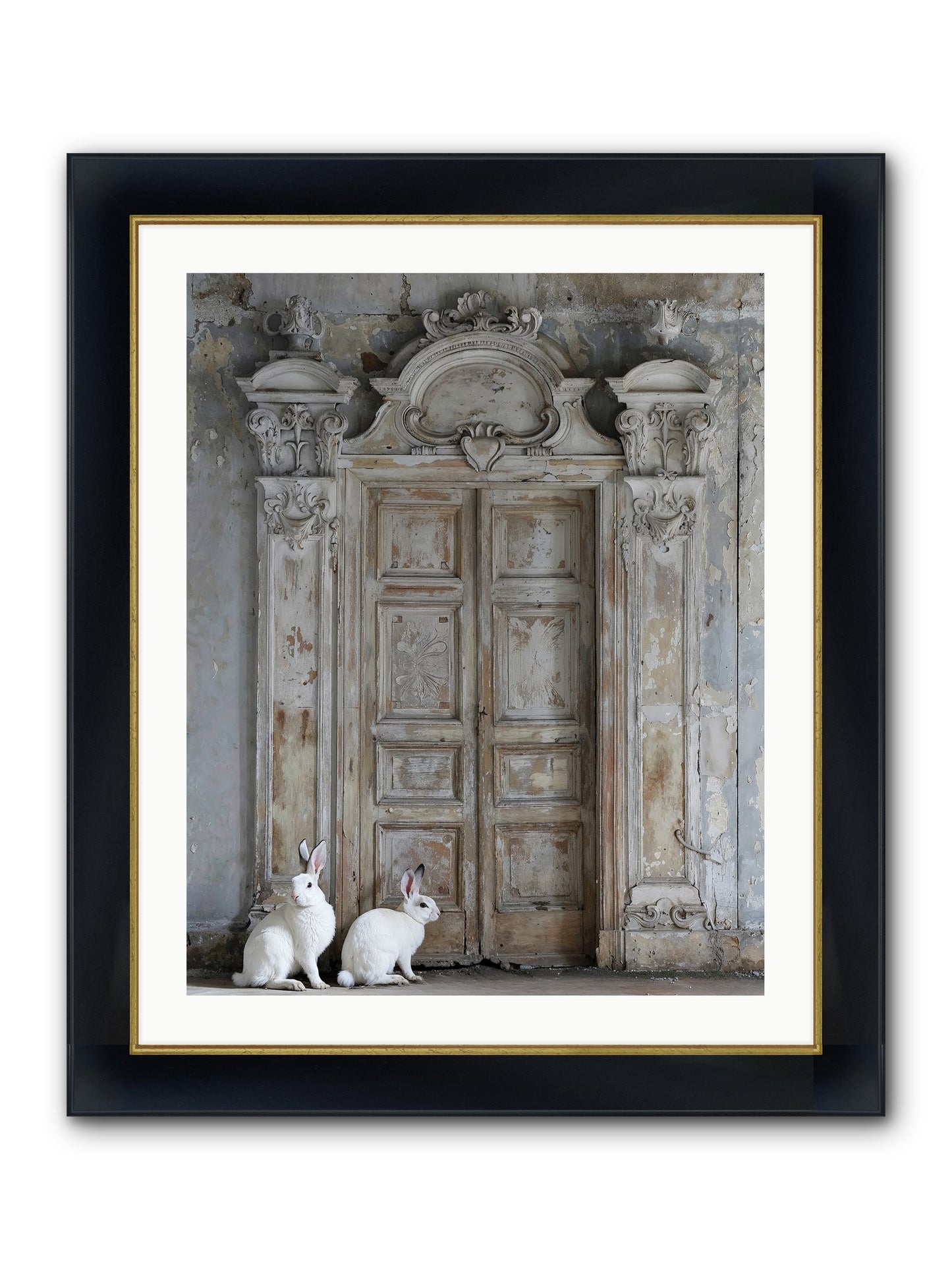 Lavender Dreams & Cotton Tails Framed Print - Wide Black w/Gold 24x30