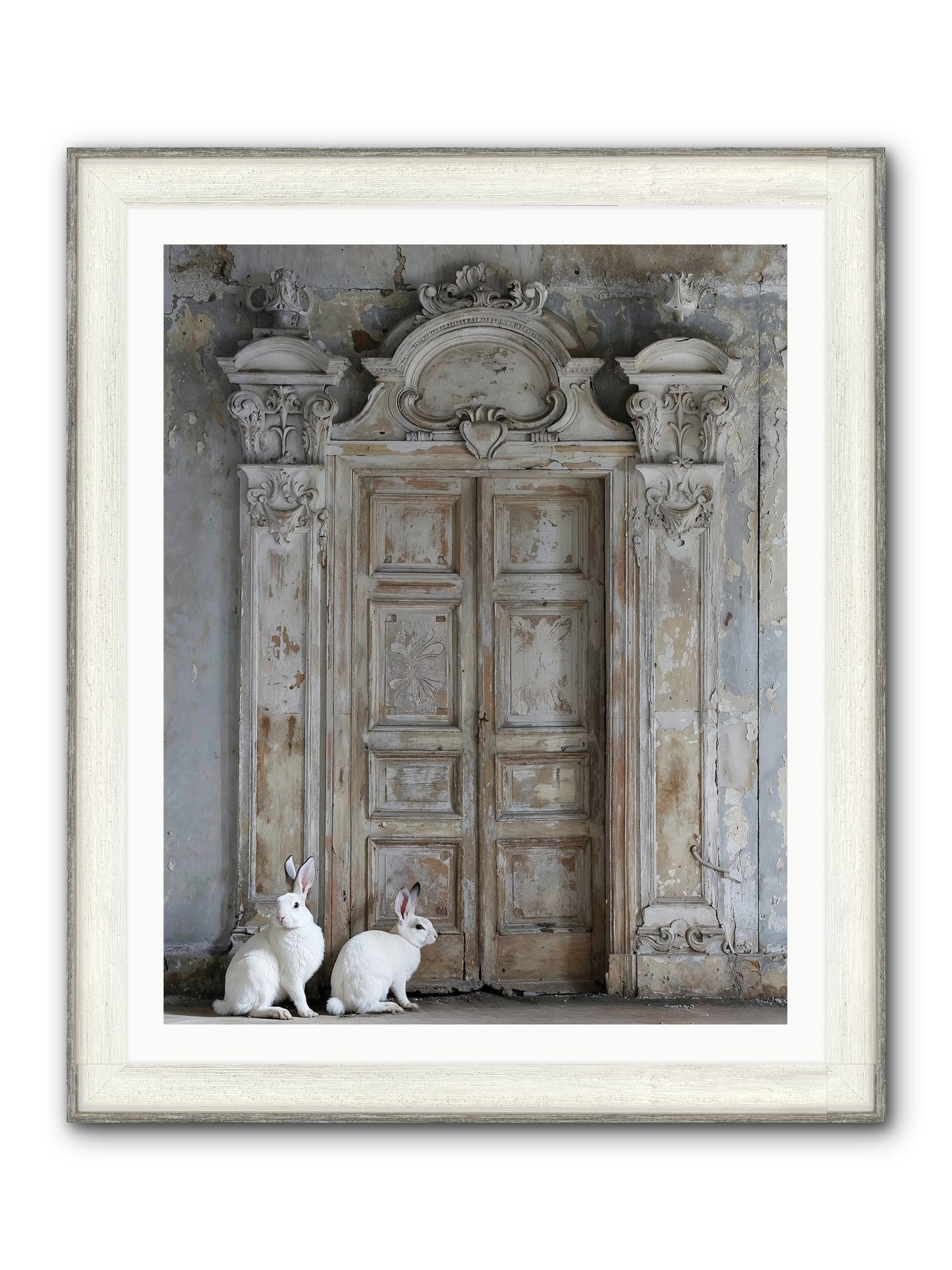 Lavender Dreams & Cotton Tails Framed Print - Driftwood White 32x40