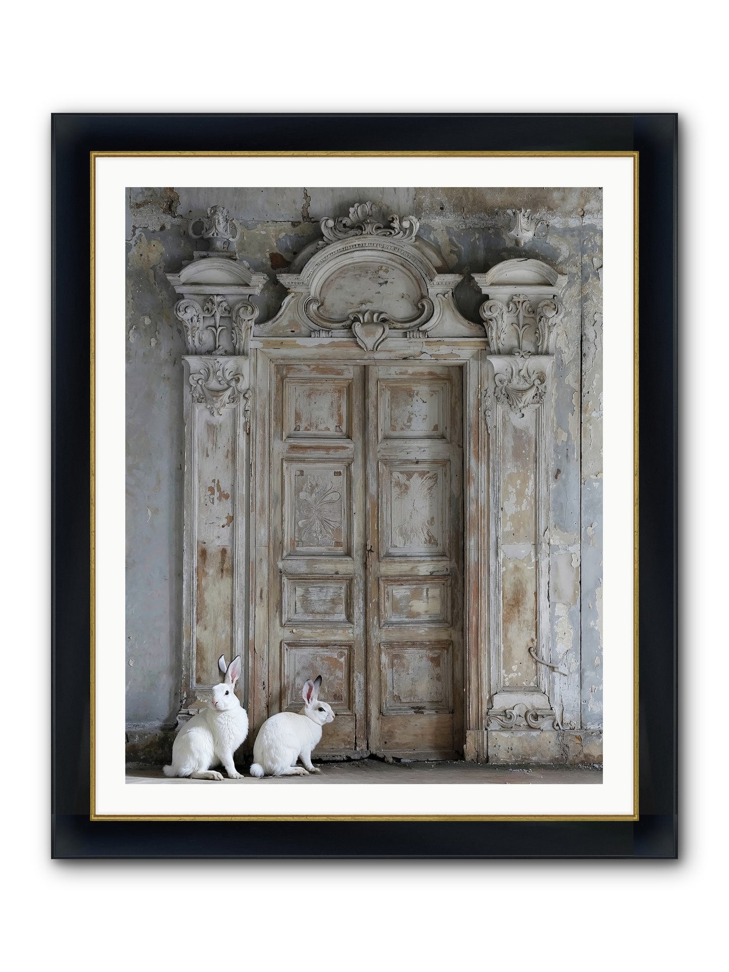 Lavender Dreams & Cotton Tails Framed Print - Wide Black w/Gold 32x40