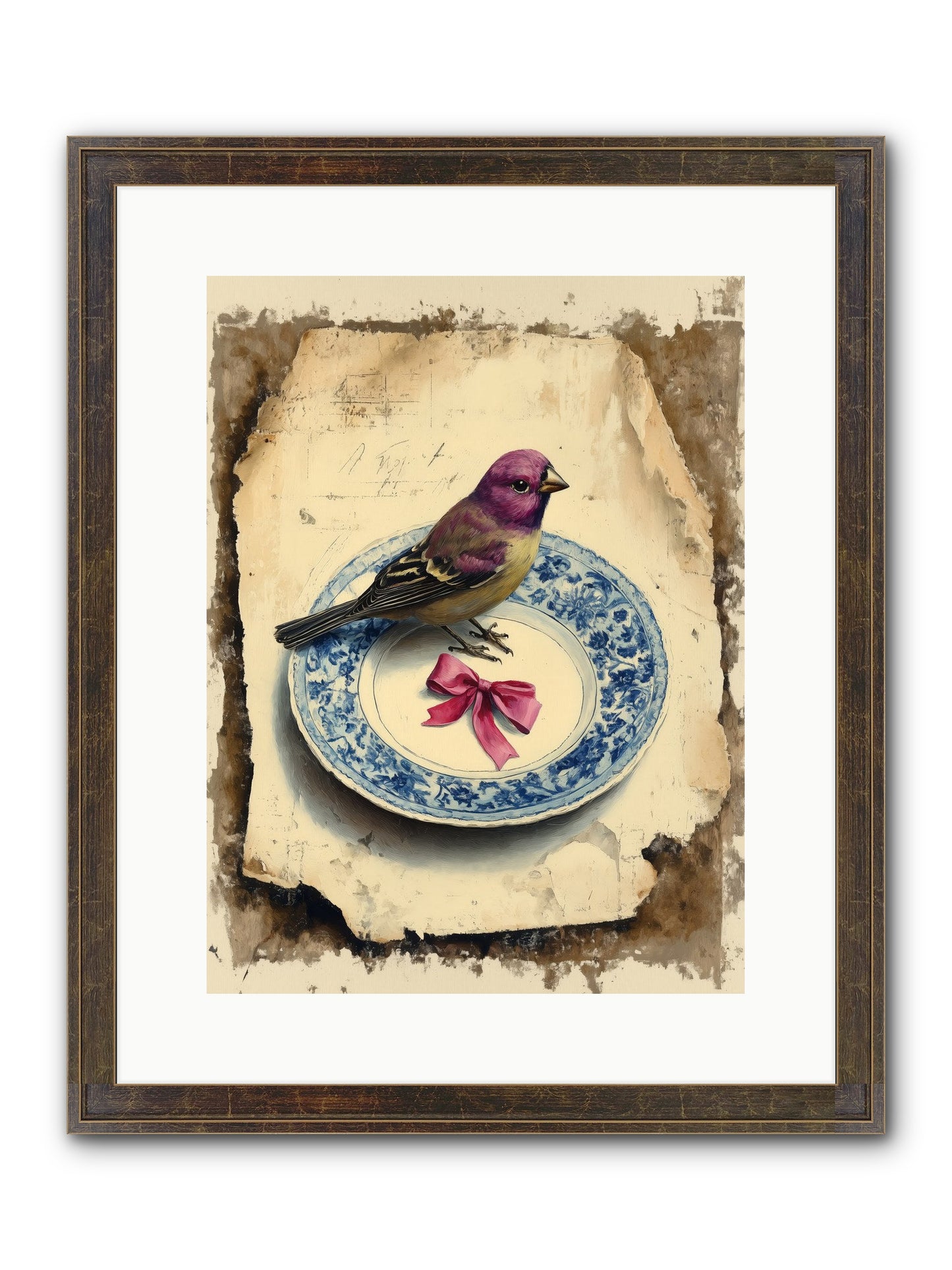 Lavender Perch Framed Print - Slimwoods Black/Gold 12x16