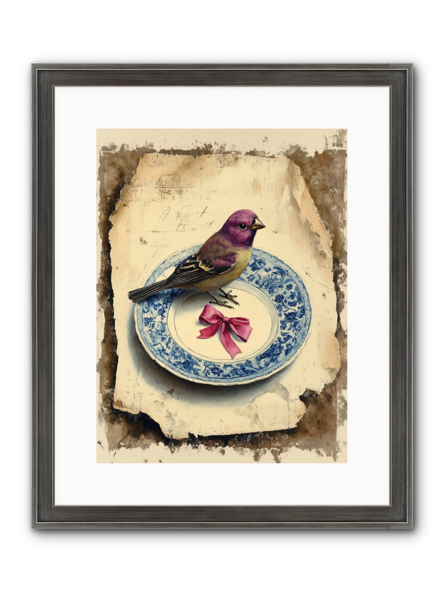 Lavender Perch Framed Print - Slimwoods Black/Silver 12x16