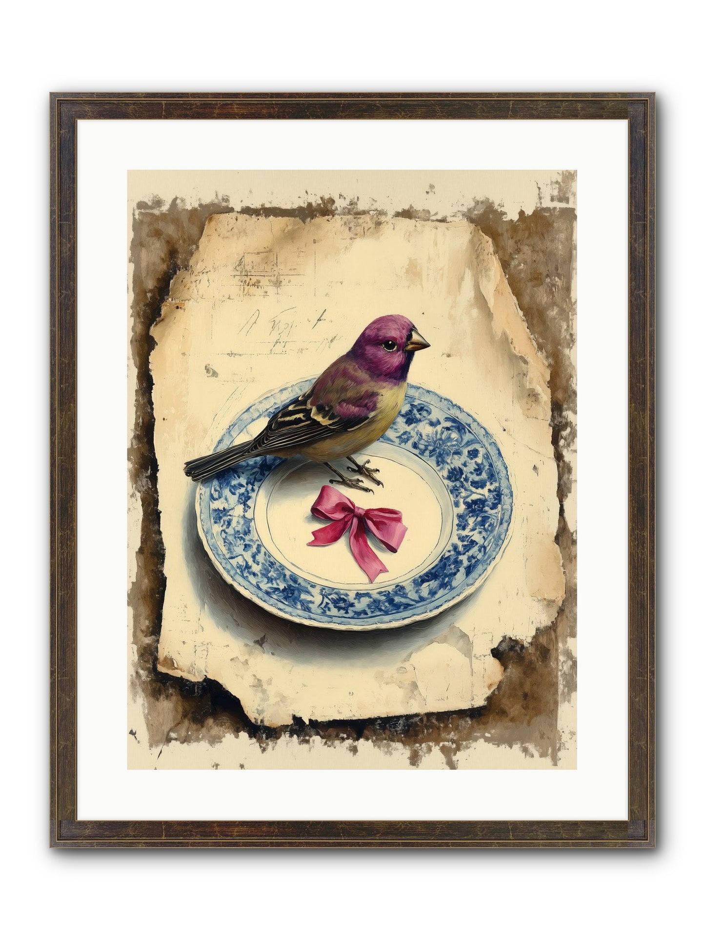 Lavender Perch Framed Print - Slimwoods Black/Gold 18x24