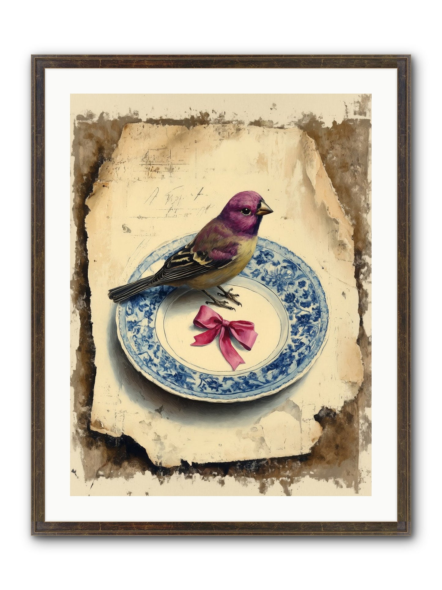 Lavender Perch Framed Print - Slimwoods Black/Gold 24x32