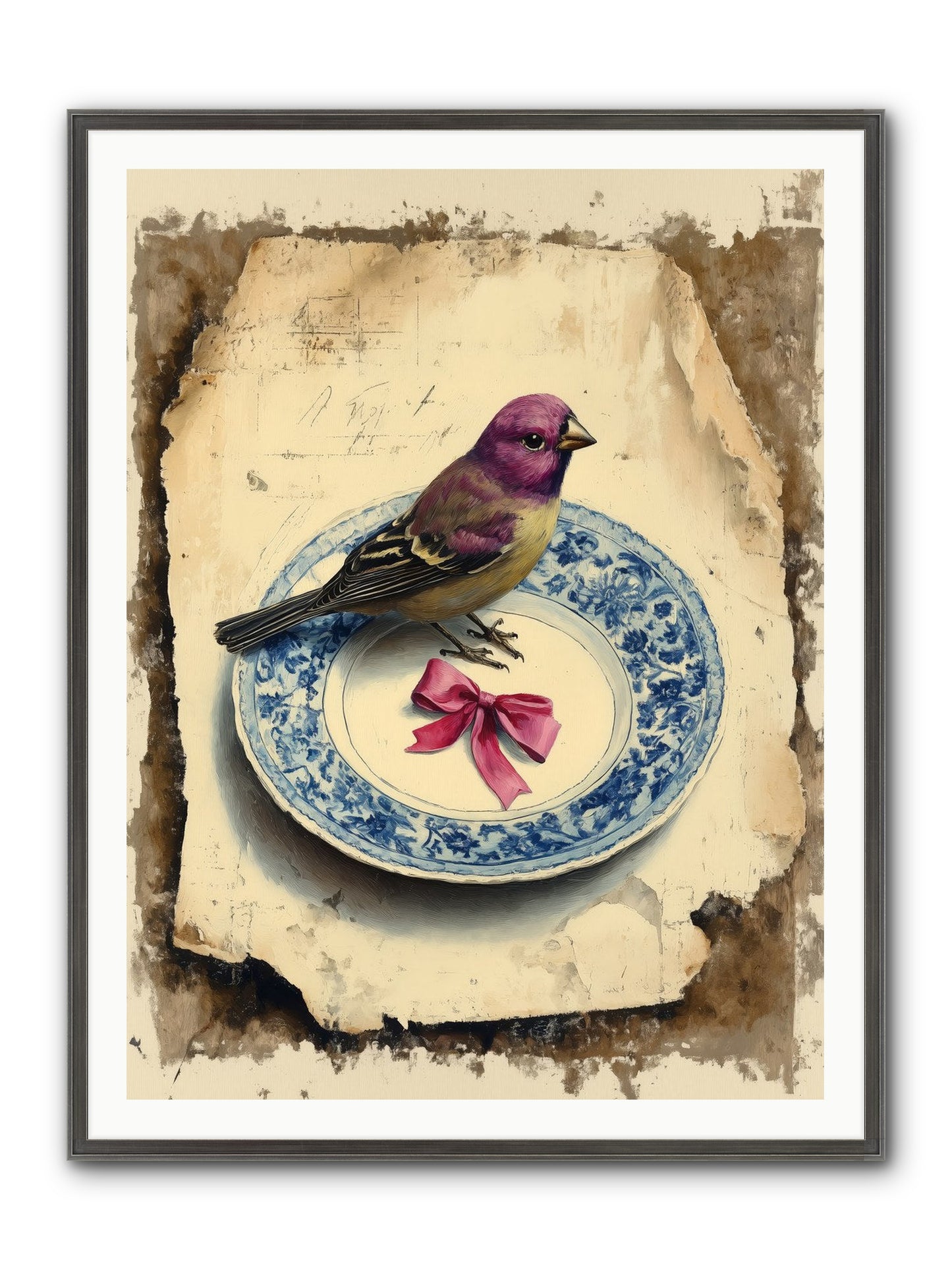 Lavender Perch Framed Print - Slimwoods Black/Silver 36x48