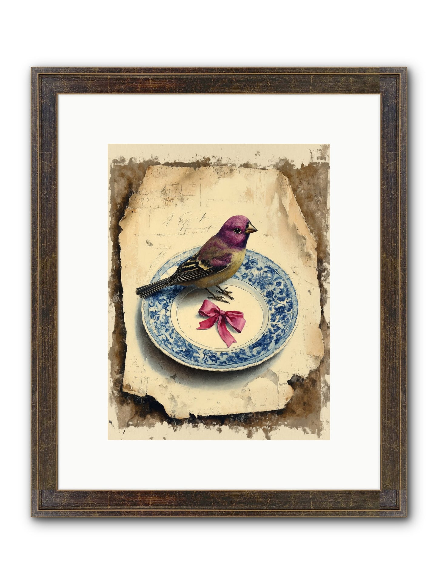 Lavender Perch Framed Print - Slimwoods Black/Gold 9x12