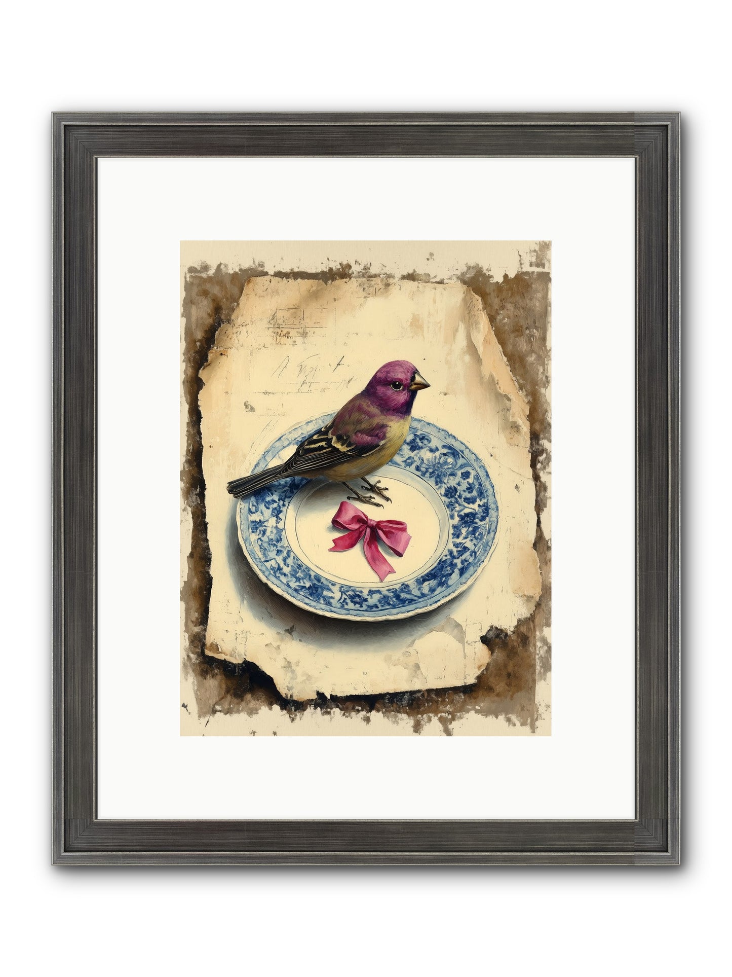 Lavender Perch Framed Print - Slimwoods Black/Silver 9x12
