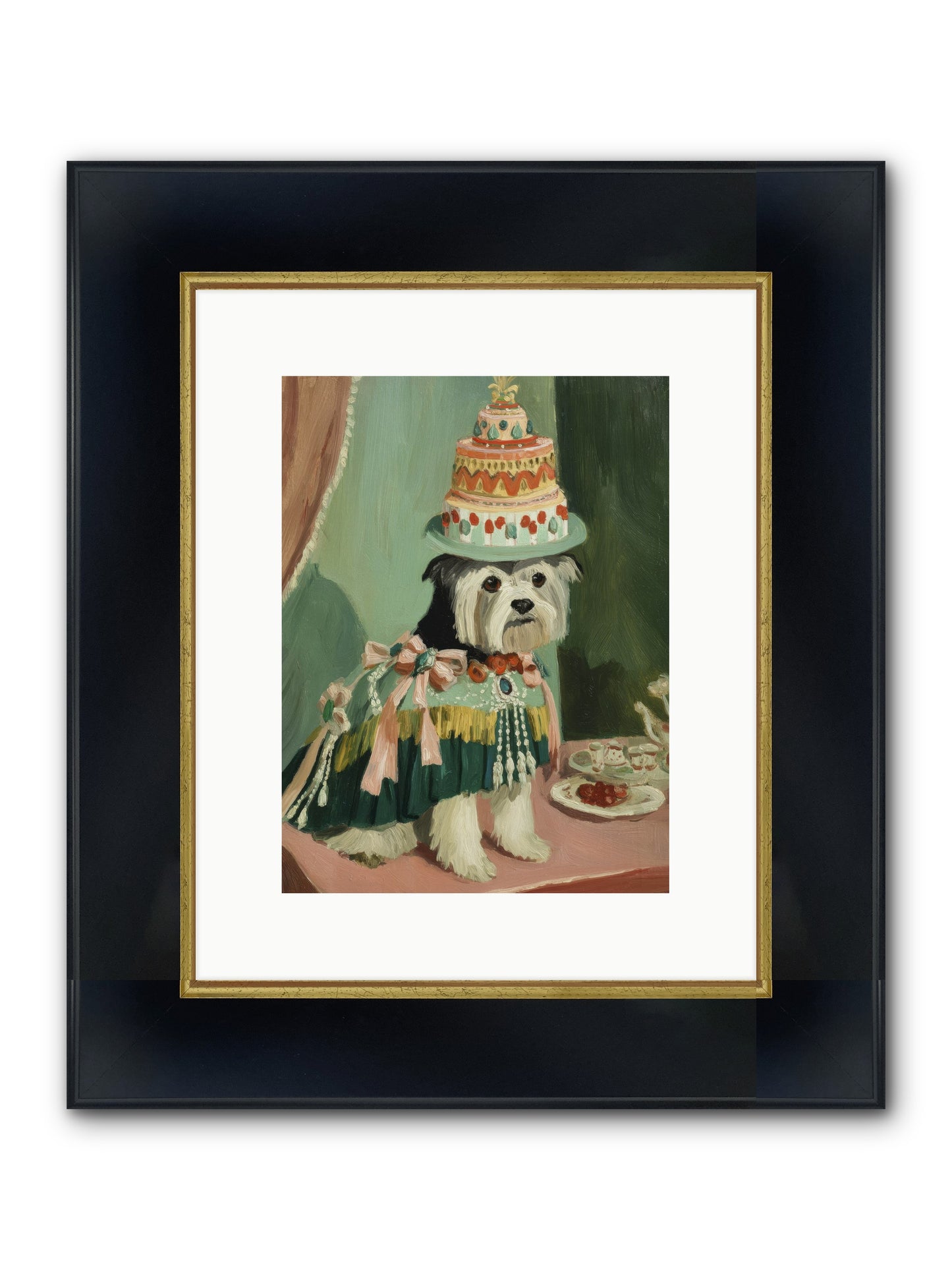 Lavender Teatime Framed Print - Wide Black w/Gold 9x12