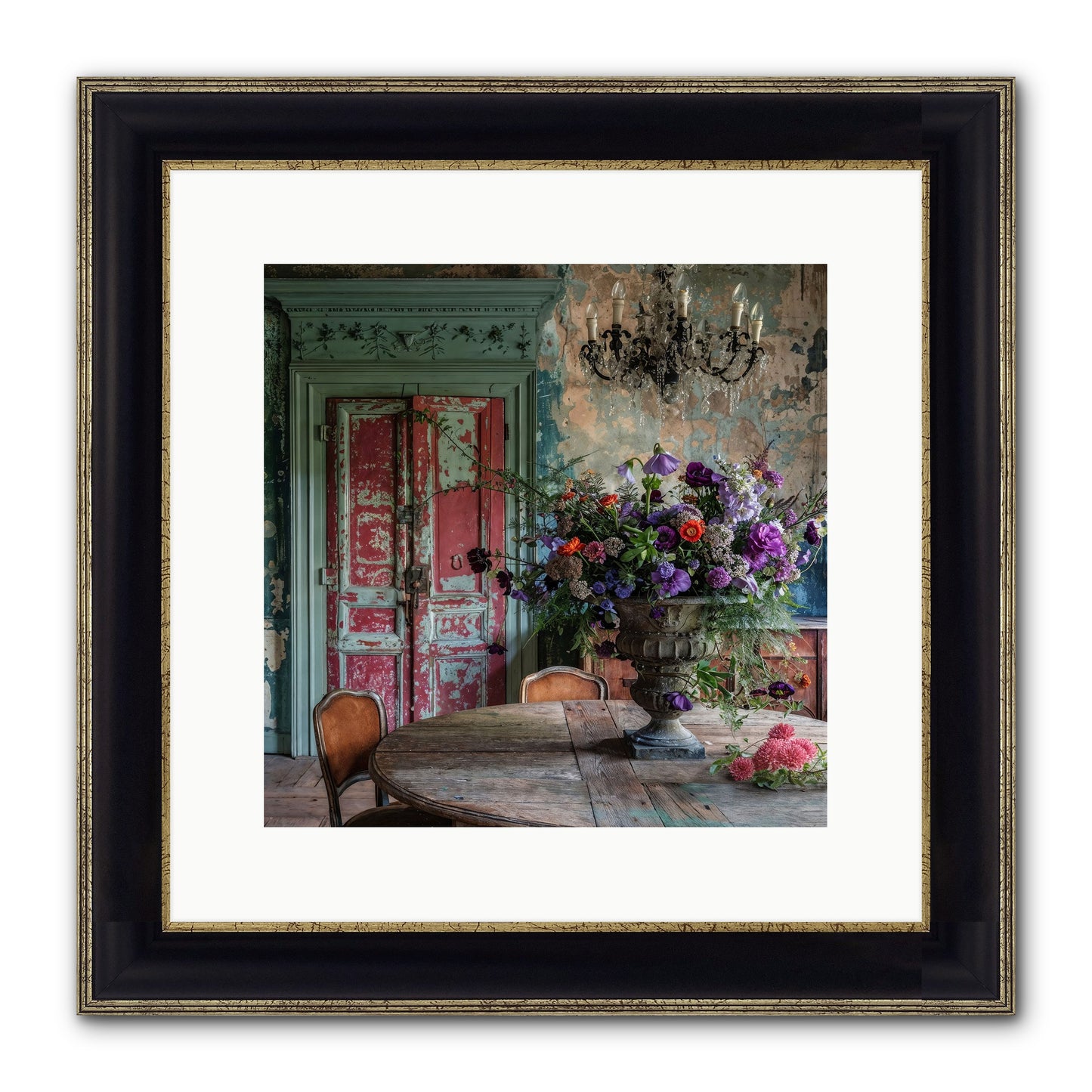 LAVENDER TWILIGHT Framed Print - Black & Gold 12x12