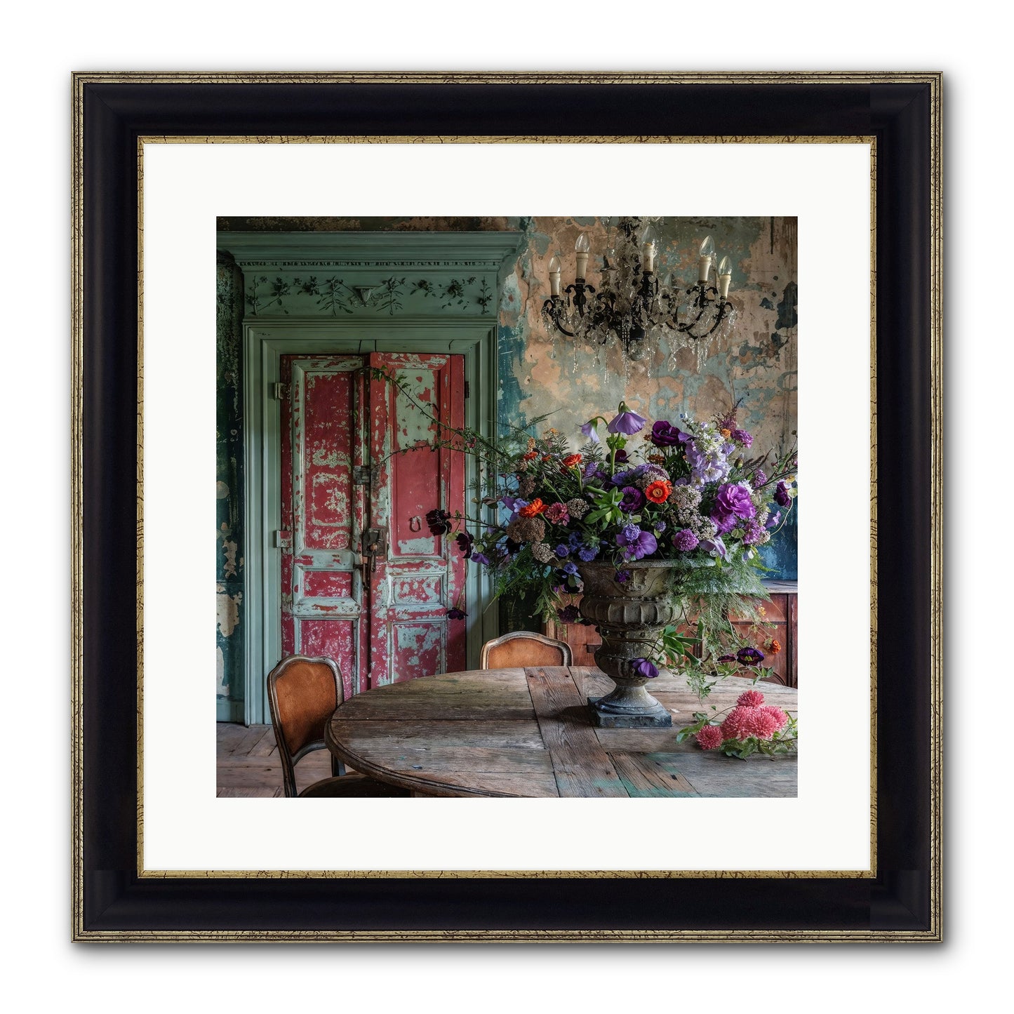 LAVENDER TWILIGHT Framed Print - Black & Gold 16x16