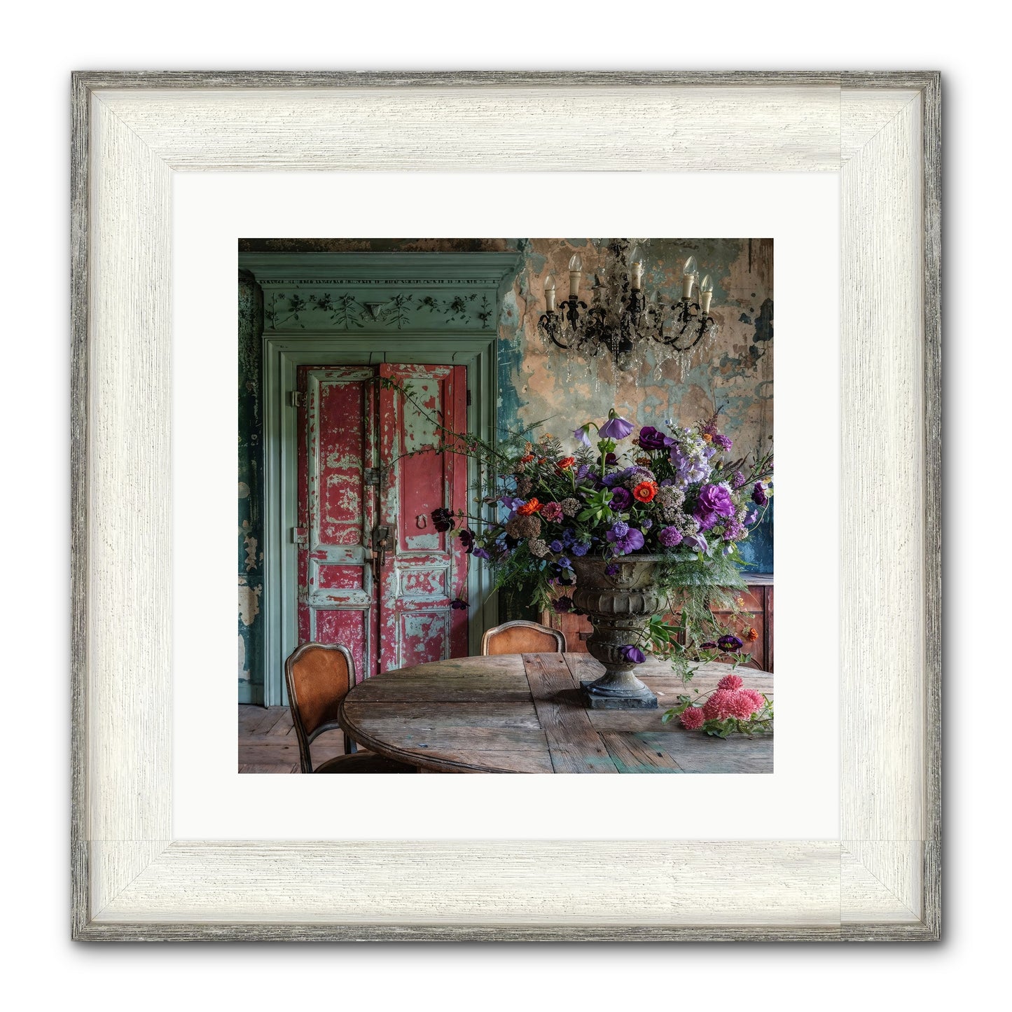 LAVENDER TWILIGHT Framed Print - Driftwood White 16x16