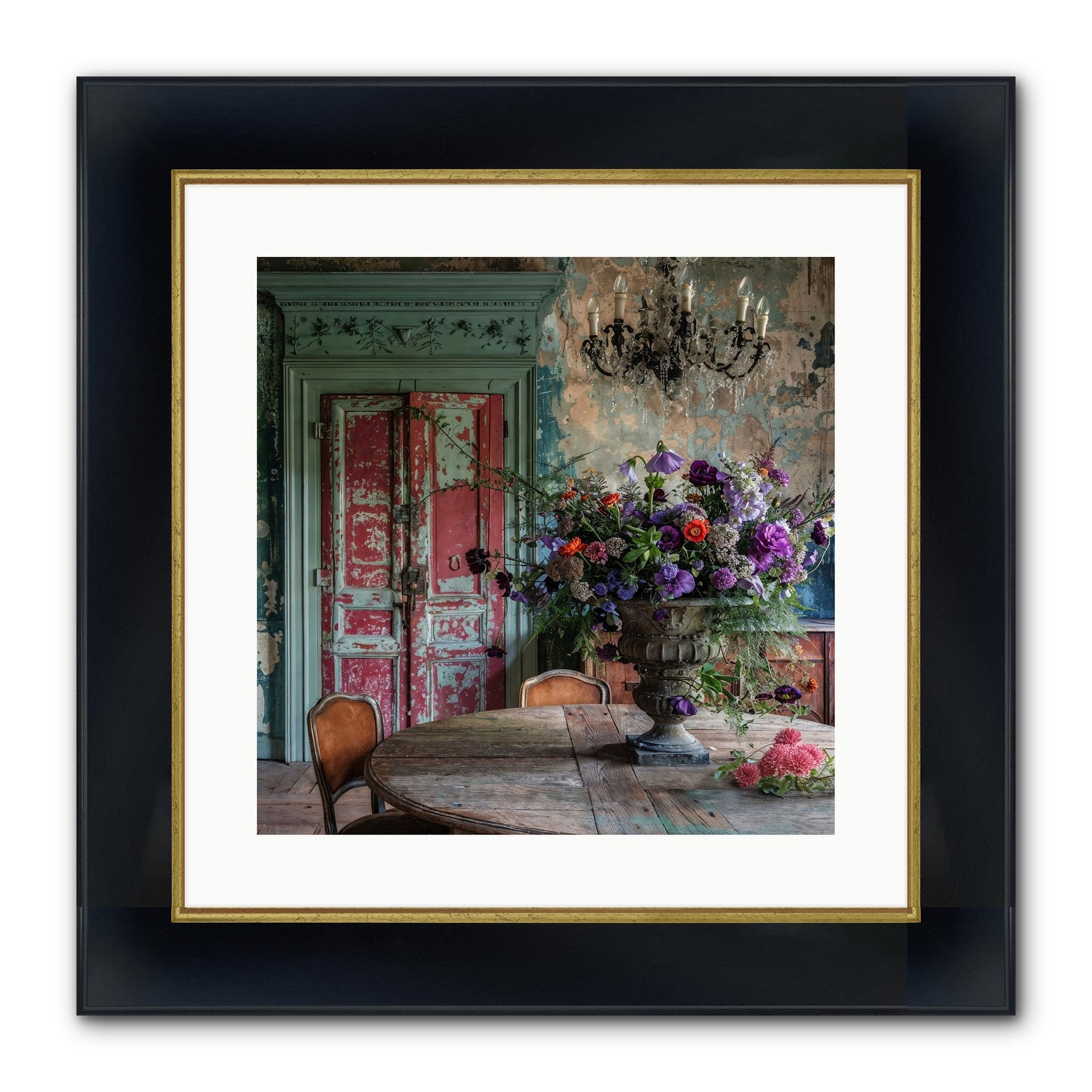 LAVENDER TWILIGHT Framed Print - Wide Black w/Gold 16x16