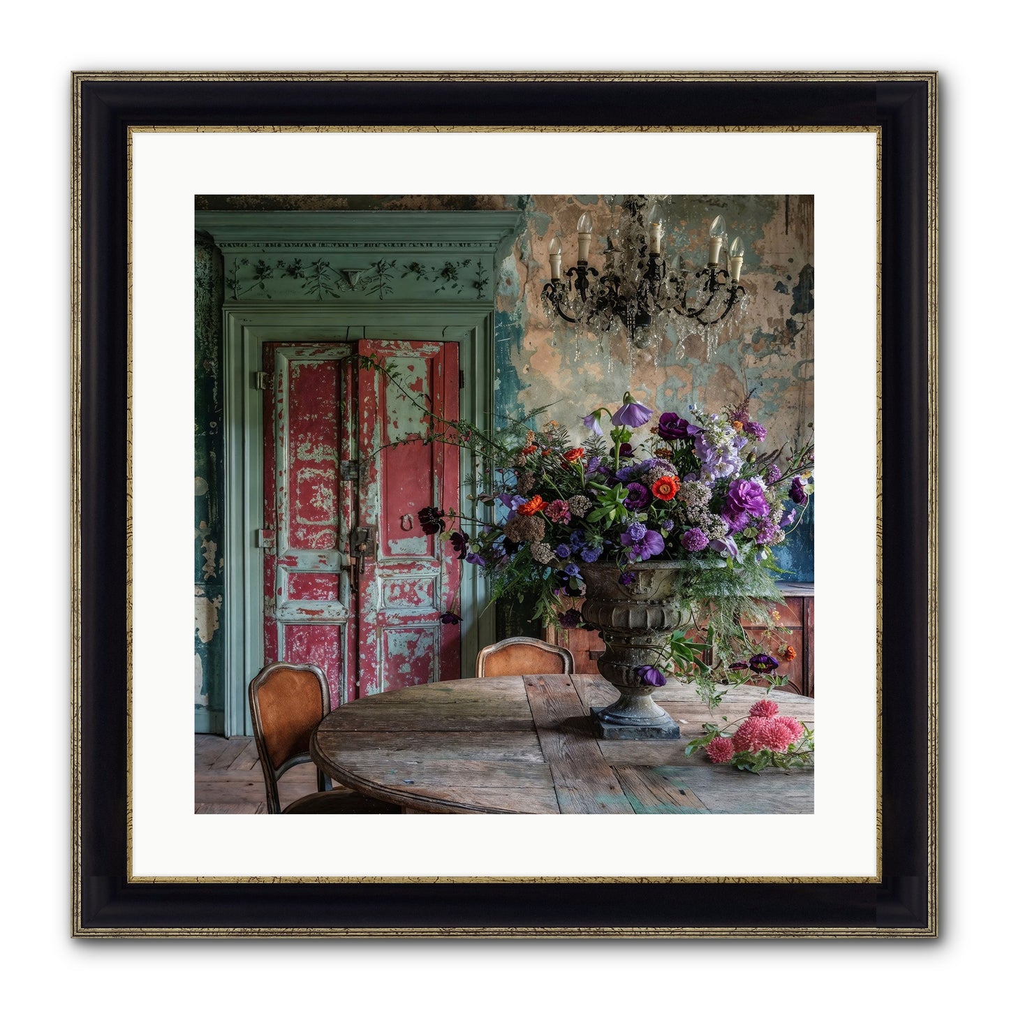 LAVENDER TWILIGHT Framed Print - Black & Gold 20x20