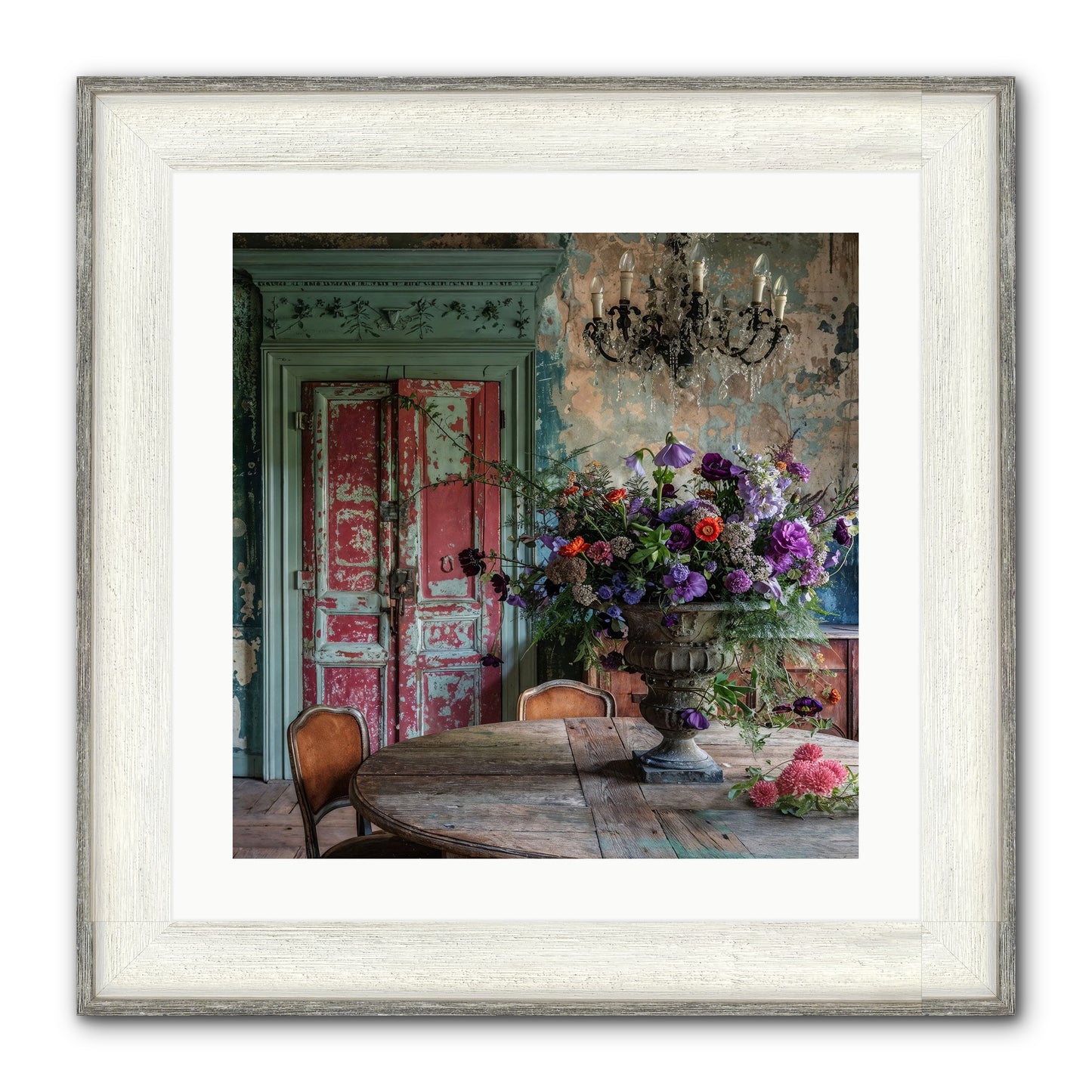 LAVENDER TWILIGHT Framed Print - Driftwood White 20x20