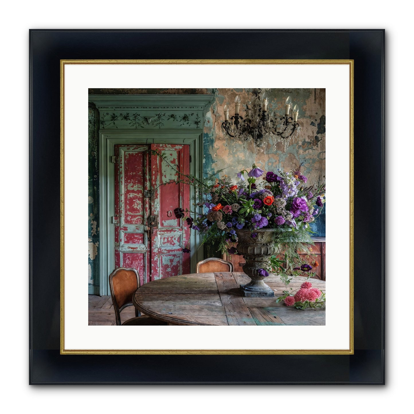 LAVENDER TWILIGHT Framed Print - Wide Black w/Gold 20x20