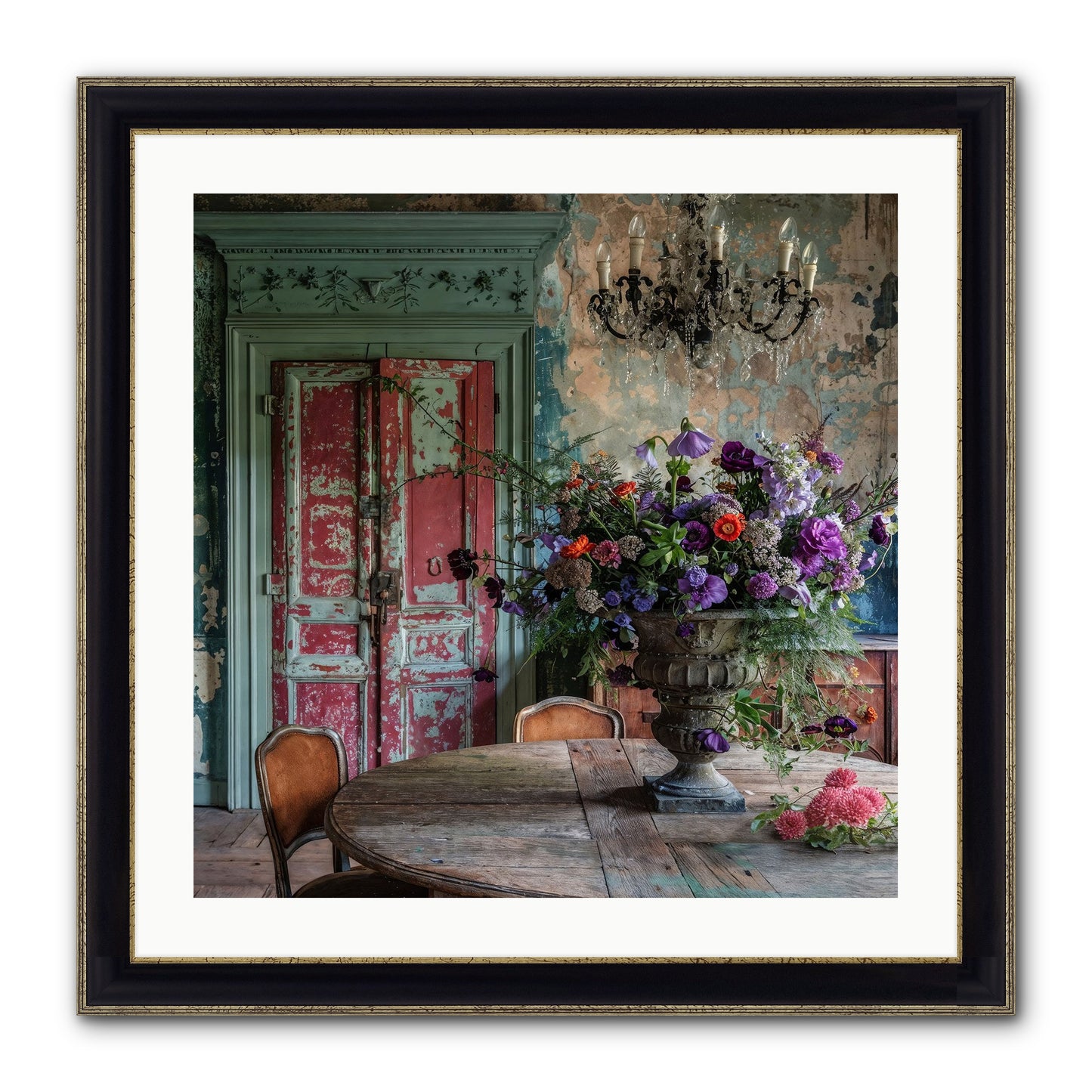 LAVENDER TWILIGHT Framed Print - Black & Gold 24x24