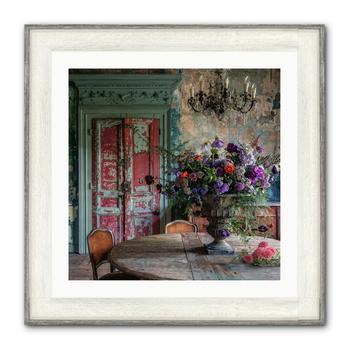 LAVENDER TWILIGHT Framed Print - Driftwood White 24x24