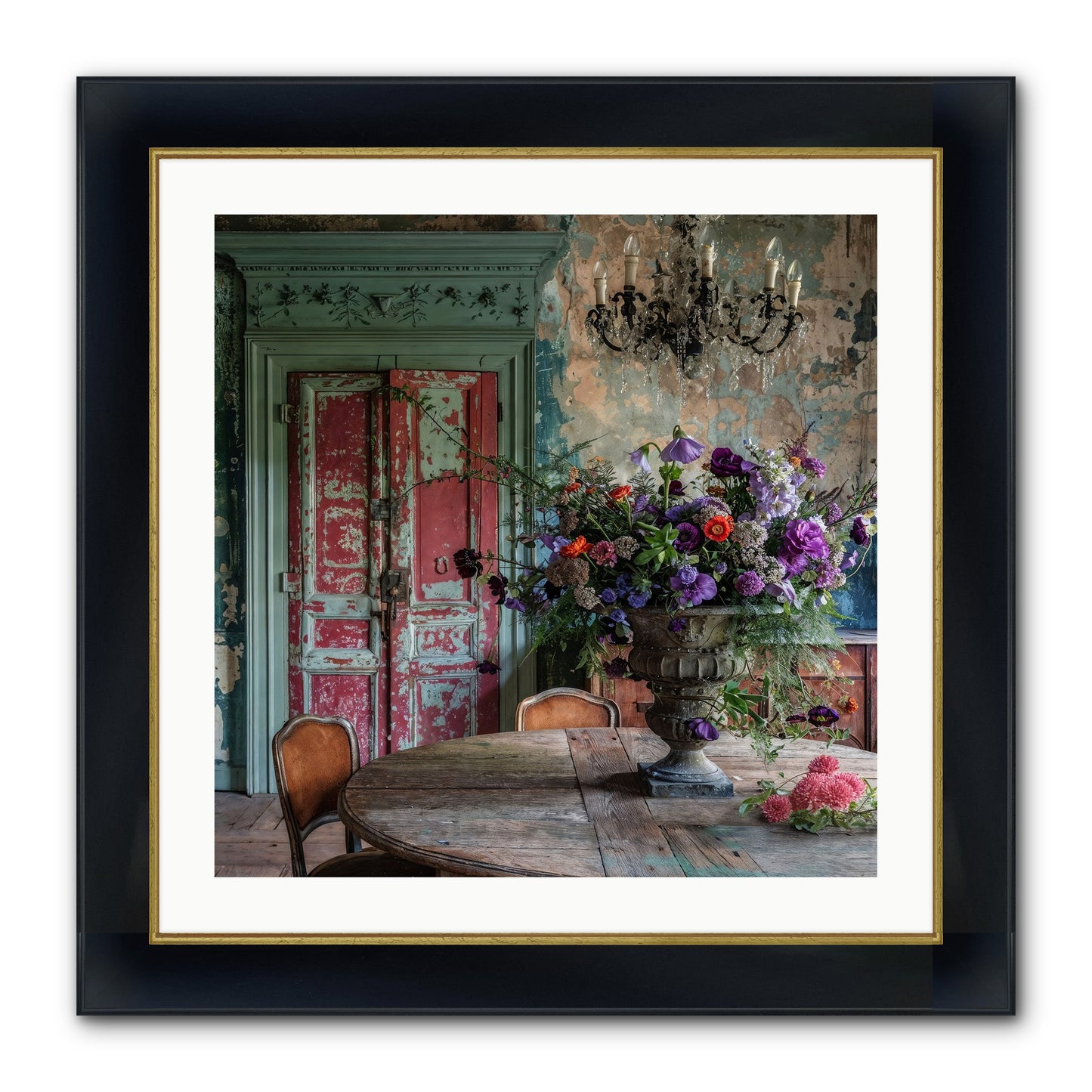 LAVENDER TWILIGHT Framed Print - Wide Black w/Gold 24x24
