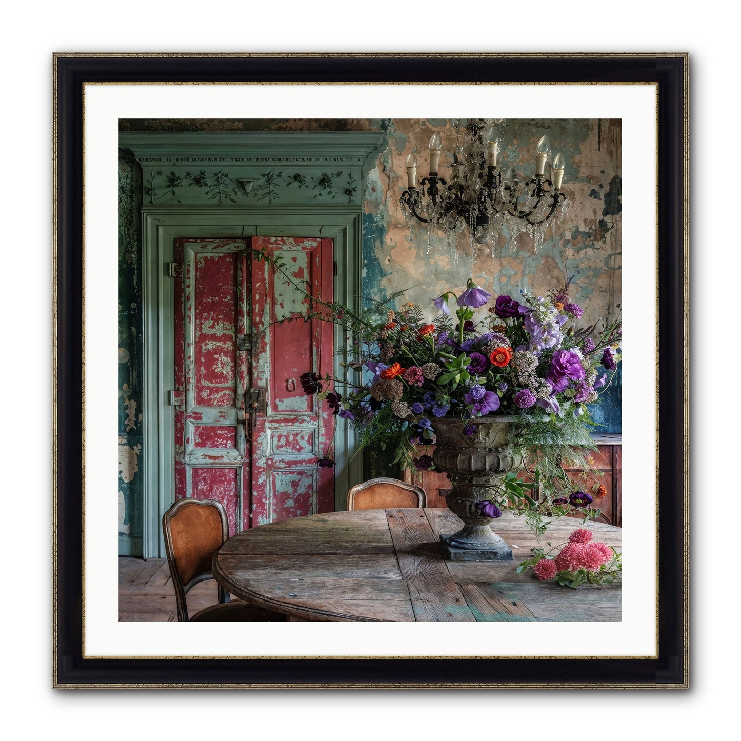 LAVENDER TWILIGHT Framed Print - Black & Gold 30x30