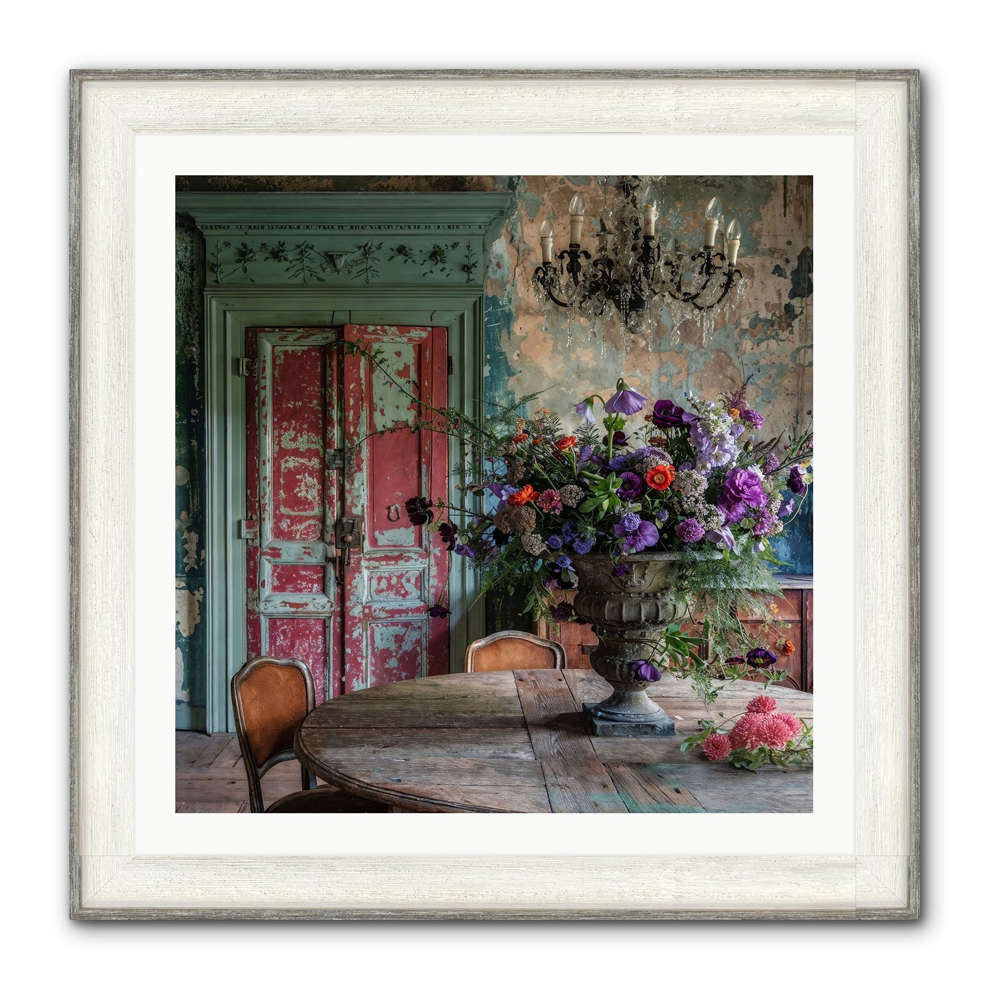 LAVENDER TWILIGHT Framed Print - Driftwood White 30x30