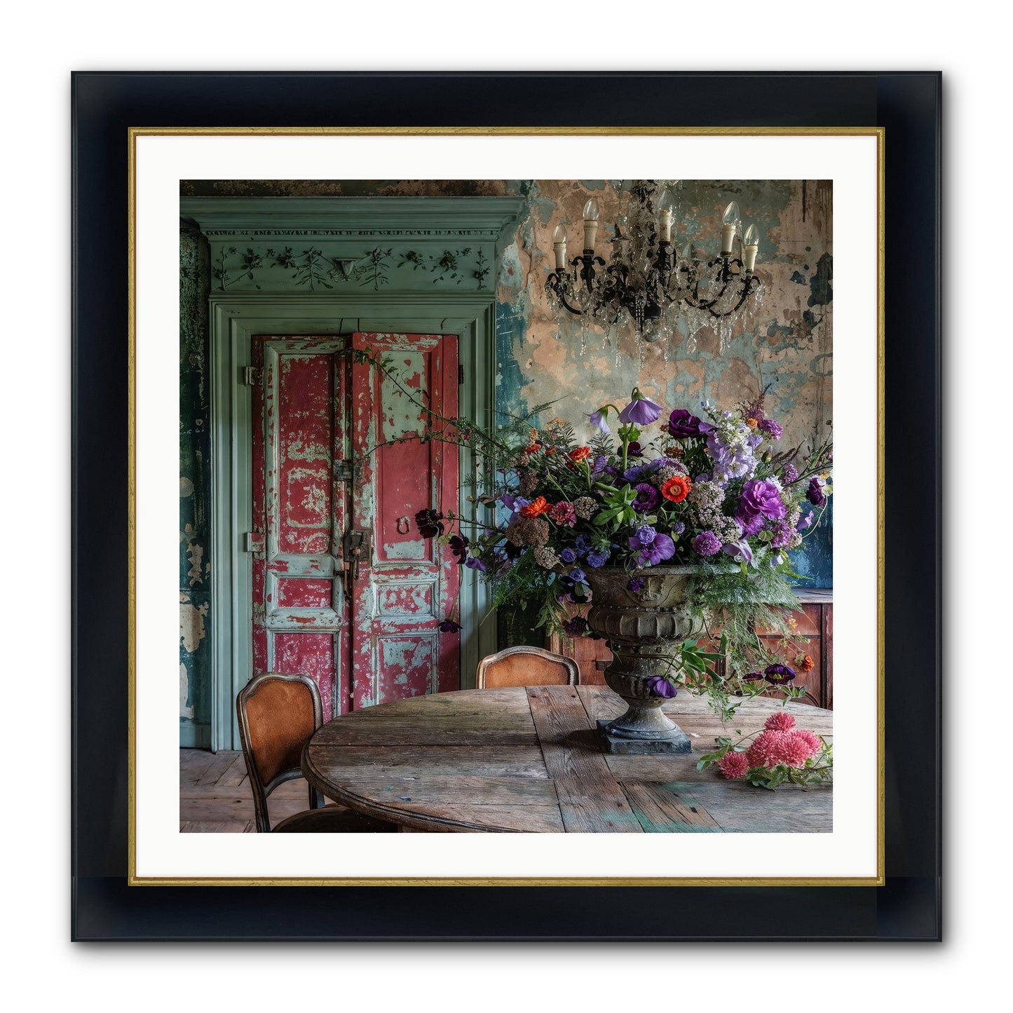 LAVENDER TWILIGHT Framed Print - Wide Black w/Gold 30x30